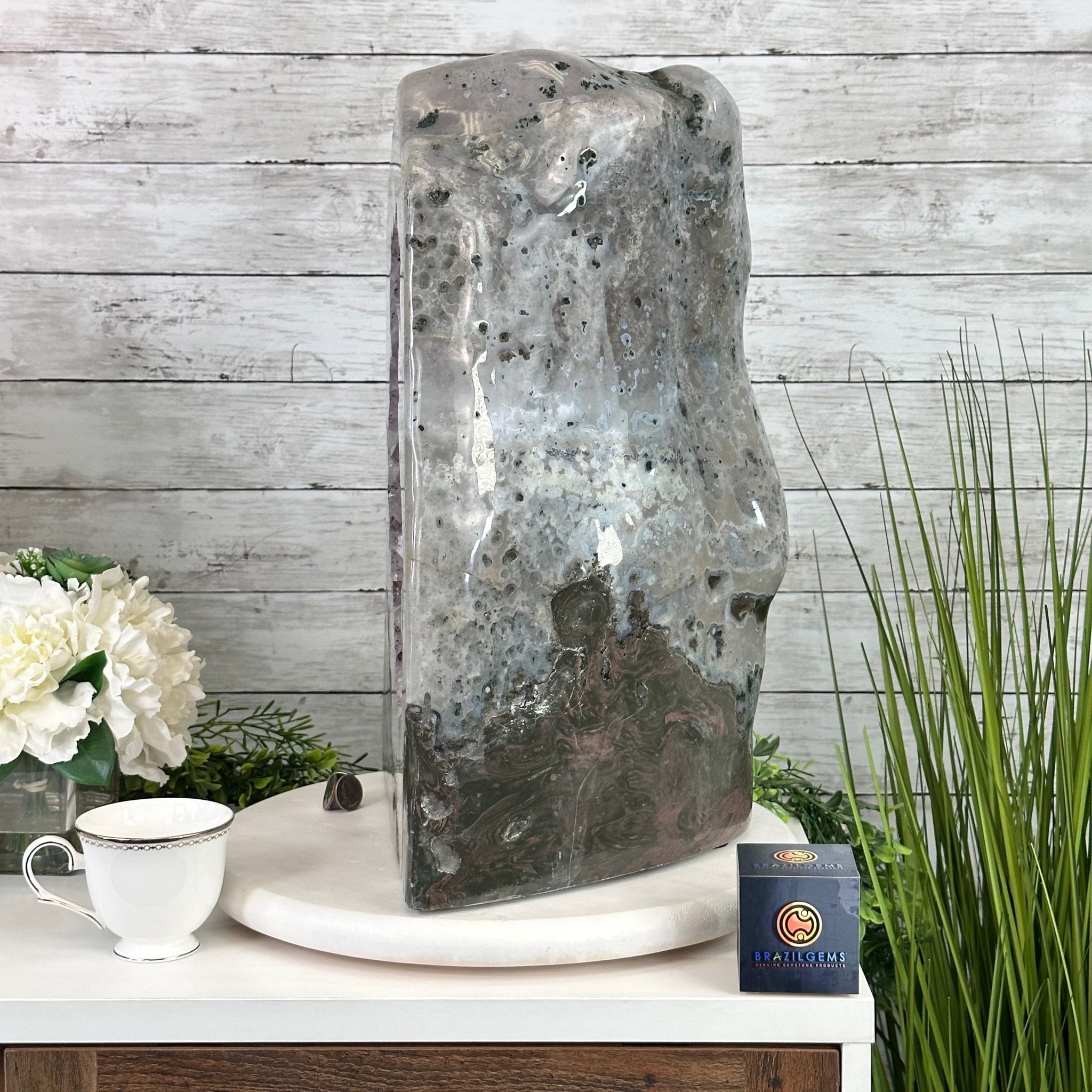 Extra Quality Polished Brazilian Amethyst Cathedral, 103.3 lbs & 18.9" tall Model #5602-0199 by Brazil Gems - Brazil GemsBrazil GemsExtra Quality Polished Brazilian Amethyst Cathedral, 103.3 lbs & 18.9" tall Model #5602-0199 by Brazil GemsPolished Cathedrals5602-0199