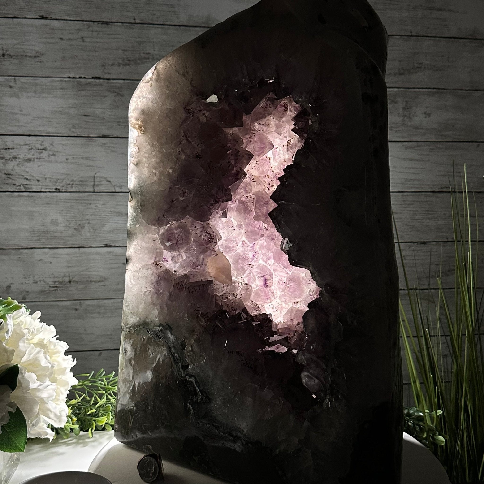 Extra Quality Polished Brazilian Amethyst Cathedral, 103.3 lbs & 18.9" tall Model #5602-0199 by Brazil Gems - Brazil GemsBrazil GemsExtra Quality Polished Brazilian Amethyst Cathedral, 103.3 lbs & 18.9" tall Model #5602-0199 by Brazil GemsPolished Cathedrals5602-0199