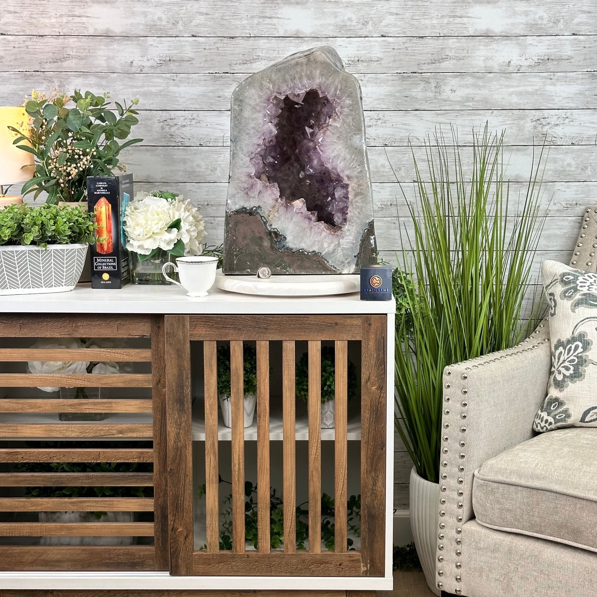 Extra Quality Polished Brazilian Amethyst Cathedral, 103.3 lbs & 18.9" tall Model #5602-0199 by Brazil Gems - Brazil GemsBrazil GemsExtra Quality Polished Brazilian Amethyst Cathedral, 103.3 lbs & 18.9" tall Model #5602-0199 by Brazil GemsPolished Cathedrals5602-0199