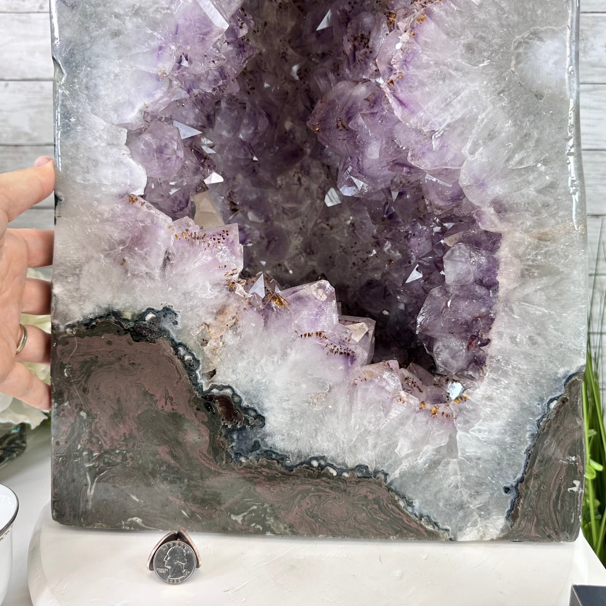 Extra Quality Polished Brazilian Amethyst Cathedral, 103.3 lbs & 18.9" tall Model #5602-0199 by Brazil Gems - Brazil GemsBrazil GemsExtra Quality Polished Brazilian Amethyst Cathedral, 103.3 lbs & 18.9" tall Model #5602-0199 by Brazil GemsPolished Cathedrals5602-0199