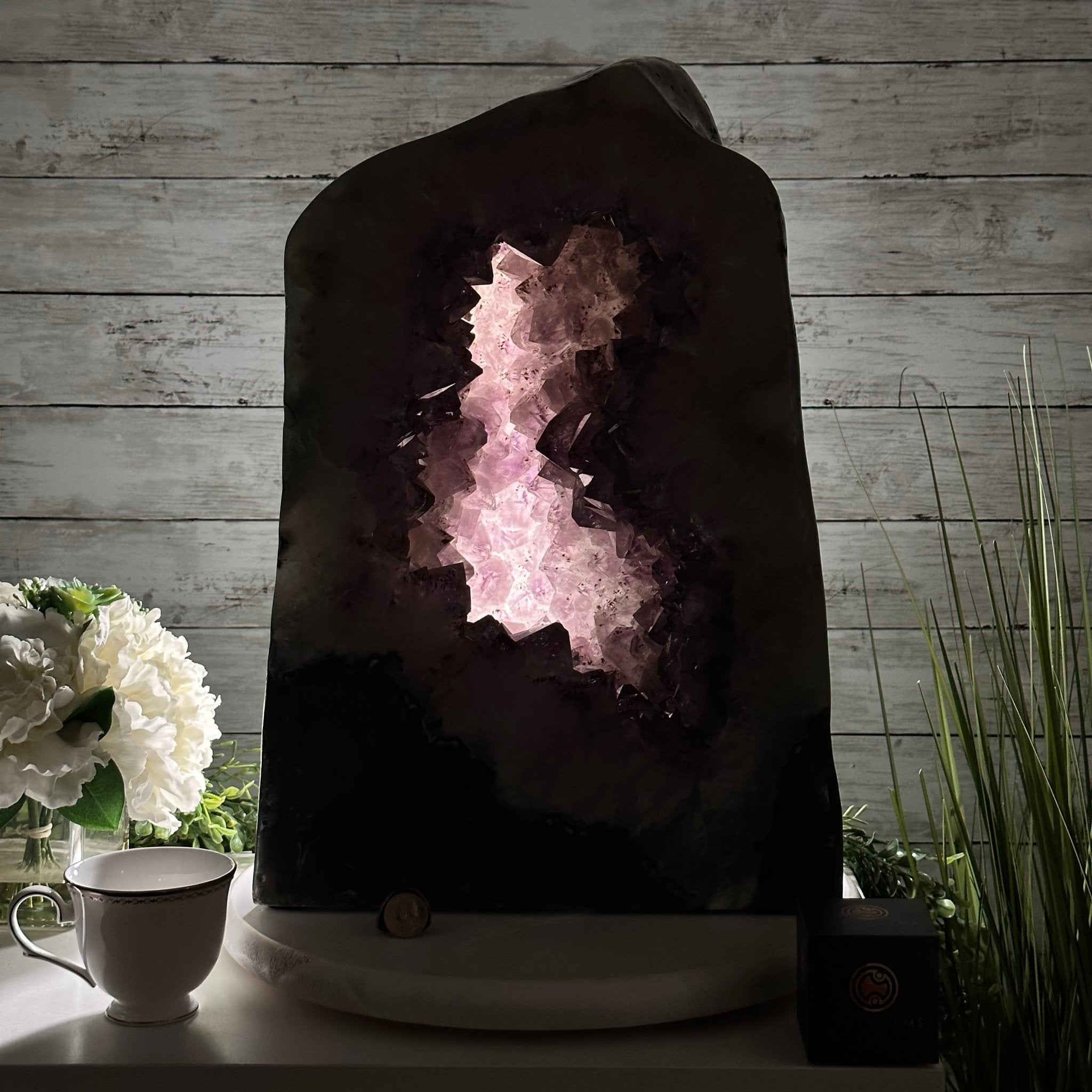 Extra Quality Polished Brazilian Amethyst Cathedral, 103.3 lbs & 18.9" tall Model #5602-0199 by Brazil Gems - Brazil GemsBrazil GemsExtra Quality Polished Brazilian Amethyst Cathedral, 103.3 lbs & 18.9" tall Model #5602-0199 by Brazil GemsPolished Cathedrals5602-0199