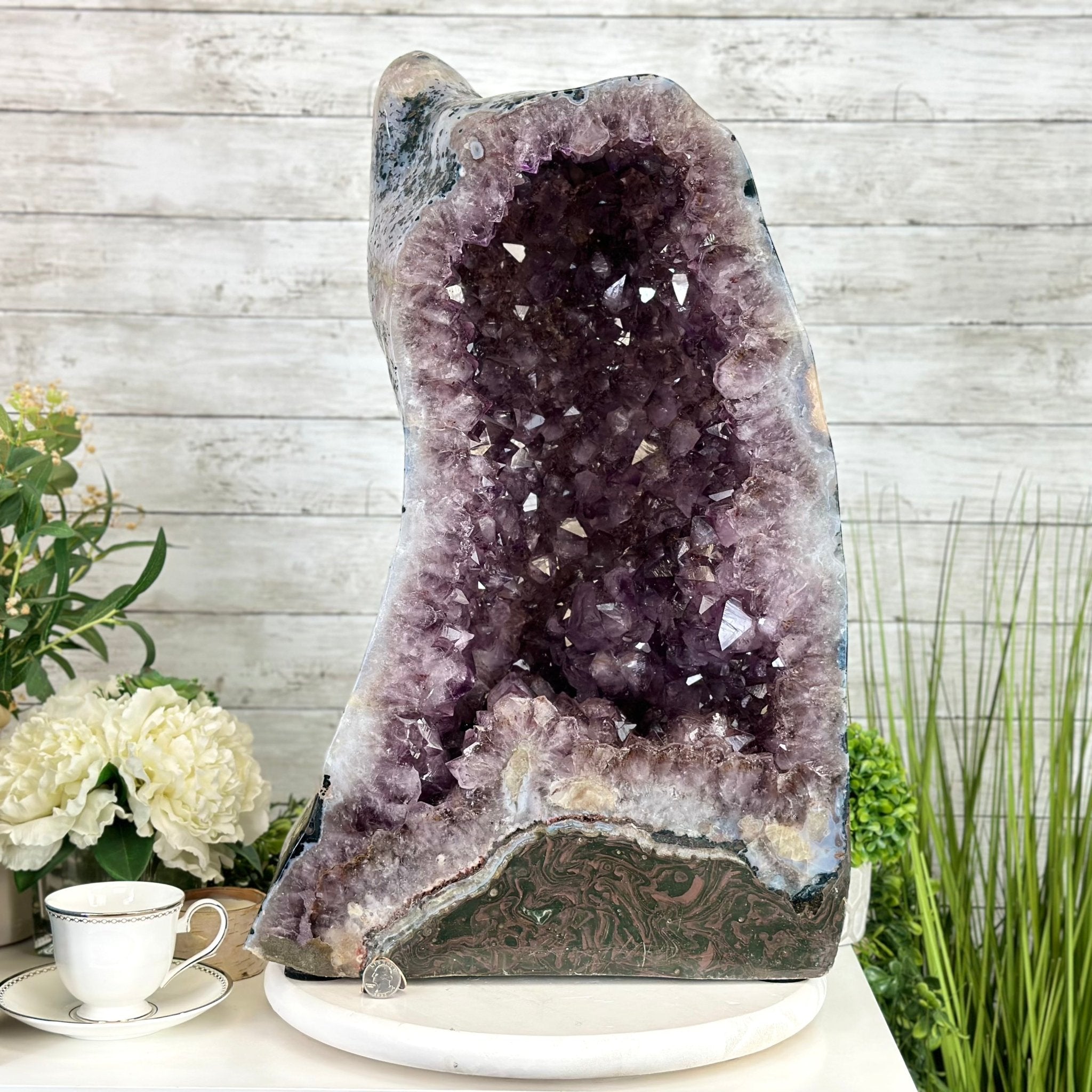 Extra Quality Polished Brazilian Amethyst Cathedral, 104.8 lbs & 24.5" tall Model #5602-0165 by Brazil Gems - Brazil GemsBrazil GemsExtra Quality Polished Brazilian Amethyst Cathedral, 104.8 lbs & 24.5" tall Model #5602-0165 by Brazil GemsPolished Cathedrals5602-0165