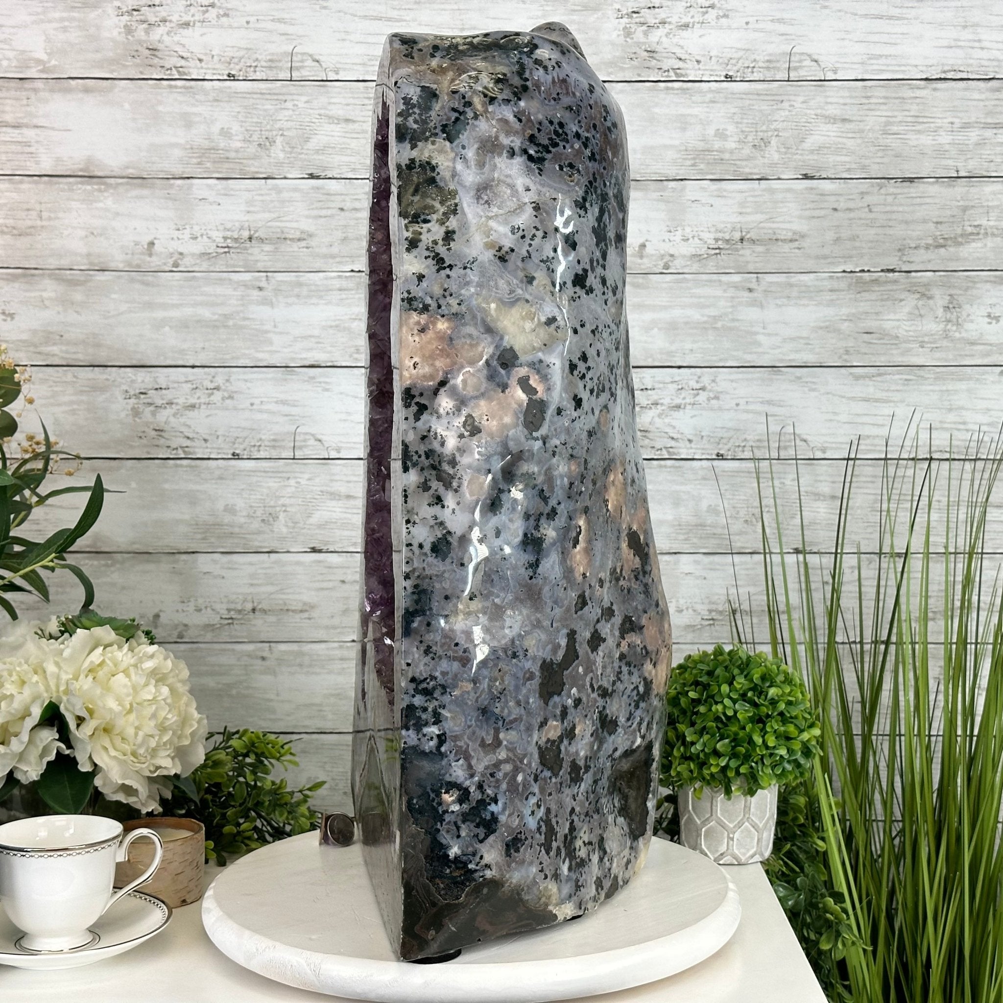Extra Quality Polished Brazilian Amethyst Cathedral, 104.8 lbs & 24.5" tall Model #5602-0165 by Brazil Gems - Brazil GemsBrazil GemsExtra Quality Polished Brazilian Amethyst Cathedral, 104.8 lbs & 24.5" tall Model #5602-0165 by Brazil GemsPolished Cathedrals5602-0165