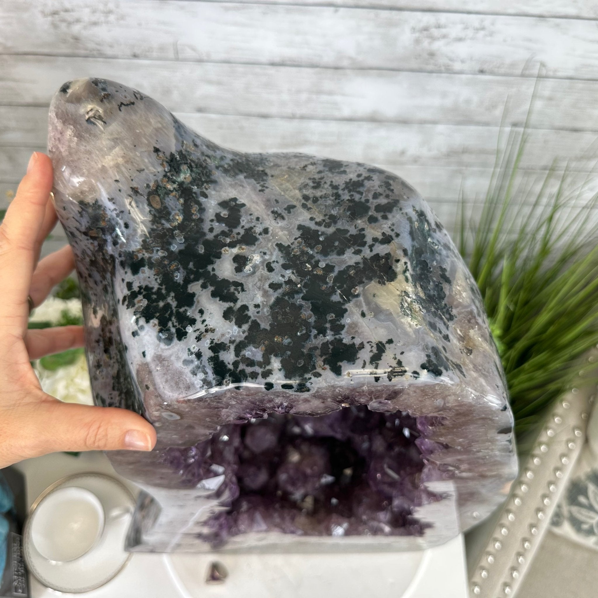 Extra Quality Polished Brazilian Amethyst Cathedral, 104.8 lbs & 24.5" tall Model #5602-0165 by Brazil Gems - Brazil GemsBrazil GemsExtra Quality Polished Brazilian Amethyst Cathedral, 104.8 lbs & 24.5" tall Model #5602-0165 by Brazil GemsPolished Cathedrals5602-0165