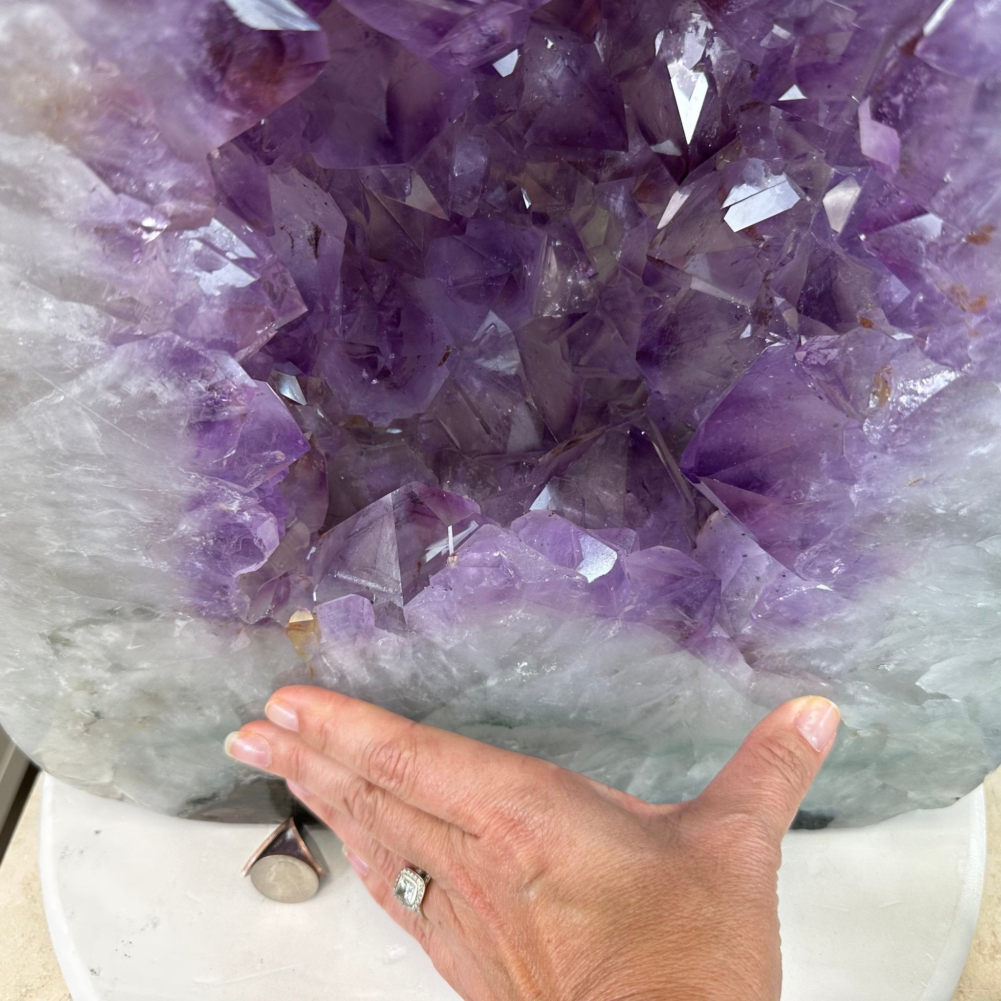 Extra Quality Polished Brazilian Amethyst Cathedral, 106.6 lbs & 23.75" tall Model #5602-0030 by Brazil Gems - Brazil GemsBrazil GemsExtra Quality Polished Brazilian Amethyst Cathedral, 106.6 lbs & 23.75" tall Model #5602-0030 by Brazil GemsPolished Cathedrals5602-0030