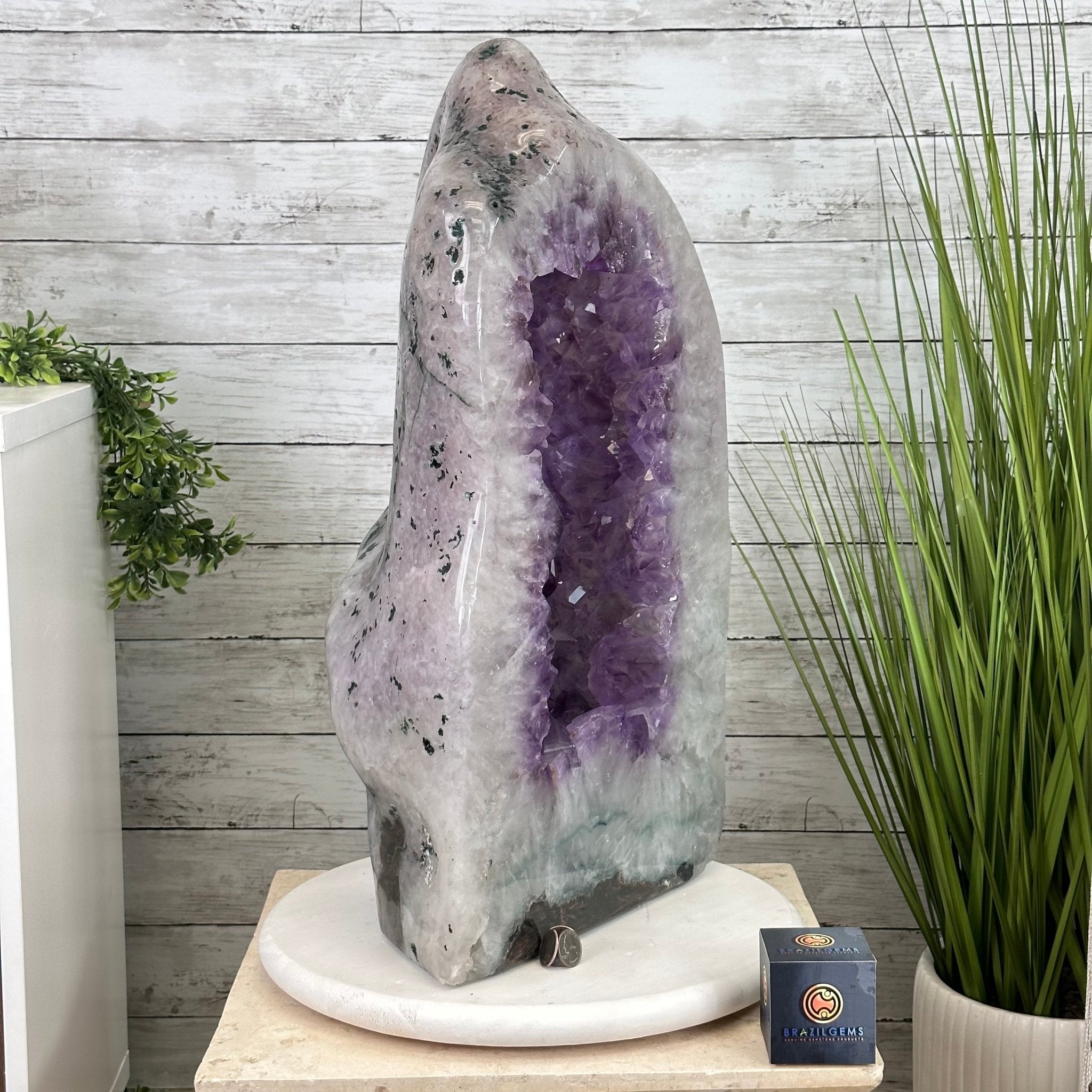 Extra Quality Polished Brazilian Amethyst Cathedral, 106.6 lbs & 23.75" tall Model #5602-0030 by Brazil Gems - Brazil GemsBrazil GemsExtra Quality Polished Brazilian Amethyst Cathedral, 106.6 lbs & 23.75" tall Model #5602-0030 by Brazil GemsPolished Cathedrals5602-0030