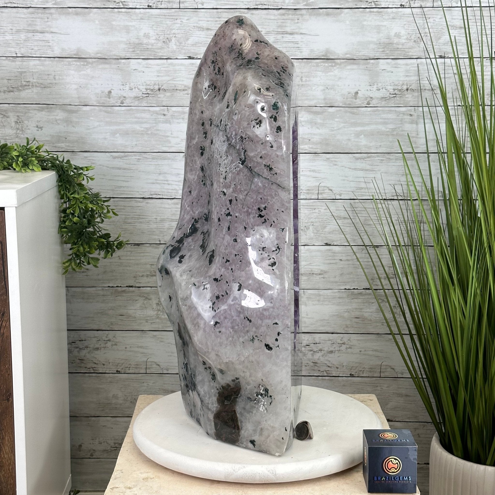 Extra Quality Polished Brazilian Amethyst Cathedral, 106.6 lbs & 23.75" tall Model #5602-0030 by Brazil Gems - Brazil GemsBrazil GemsExtra Quality Polished Brazilian Amethyst Cathedral, 106.6 lbs & 23.75" tall Model #5602-0030 by Brazil GemsPolished Cathedrals5602-0030