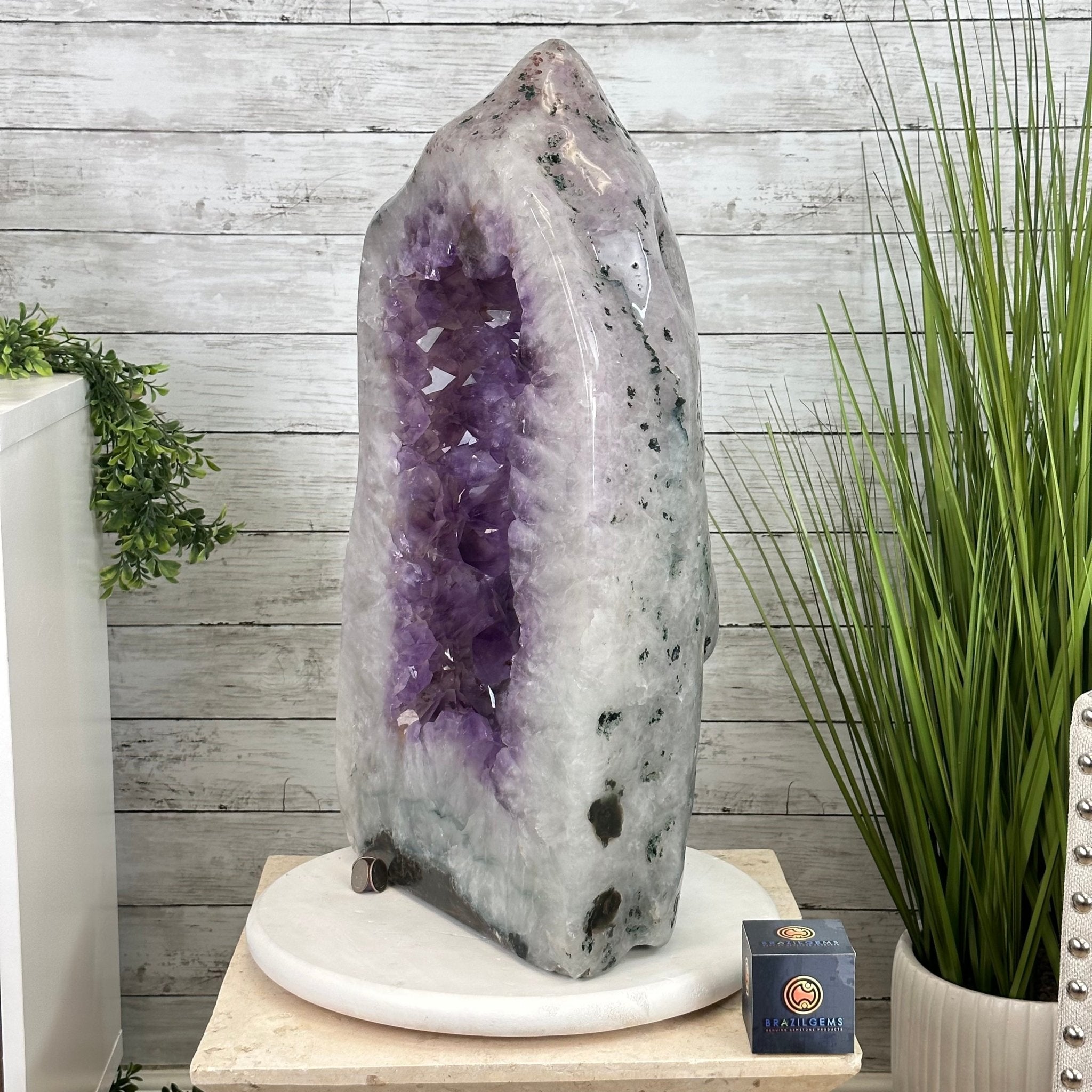 Extra Quality Polished Brazilian Amethyst Cathedral, 106.6 lbs & 23.75" tall Model #5602-0030 by Brazil Gems - Brazil GemsBrazil GemsExtra Quality Polished Brazilian Amethyst Cathedral, 106.6 lbs & 23.75" tall Model #5602-0030 by Brazil GemsPolished Cathedrals5602-0030