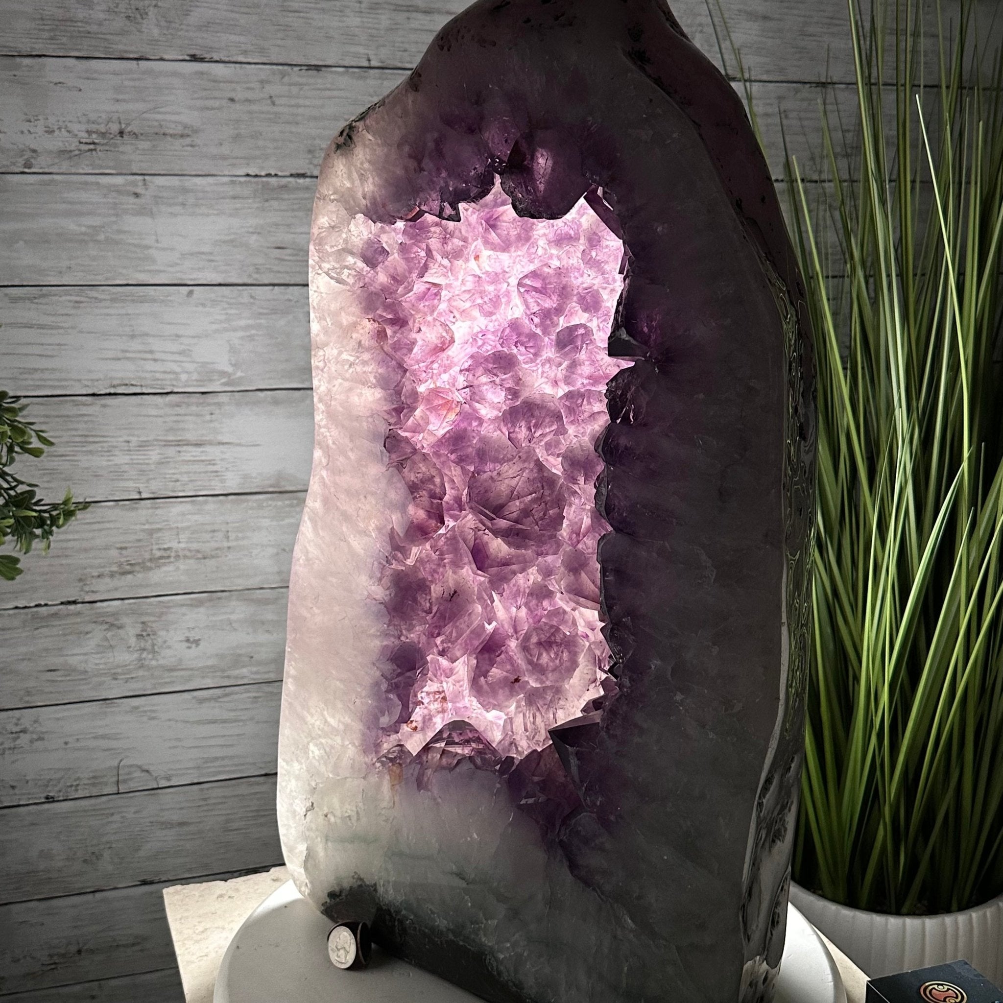 Extra Quality Polished Brazilian Amethyst Cathedral, 106.6 lbs & 23.75" tall Model #5602-0030 by Brazil Gems - Brazil GemsBrazil GemsExtra Quality Polished Brazilian Amethyst Cathedral, 106.6 lbs & 23.75" tall Model #5602-0030 by Brazil GemsPolished Cathedrals5602-0030