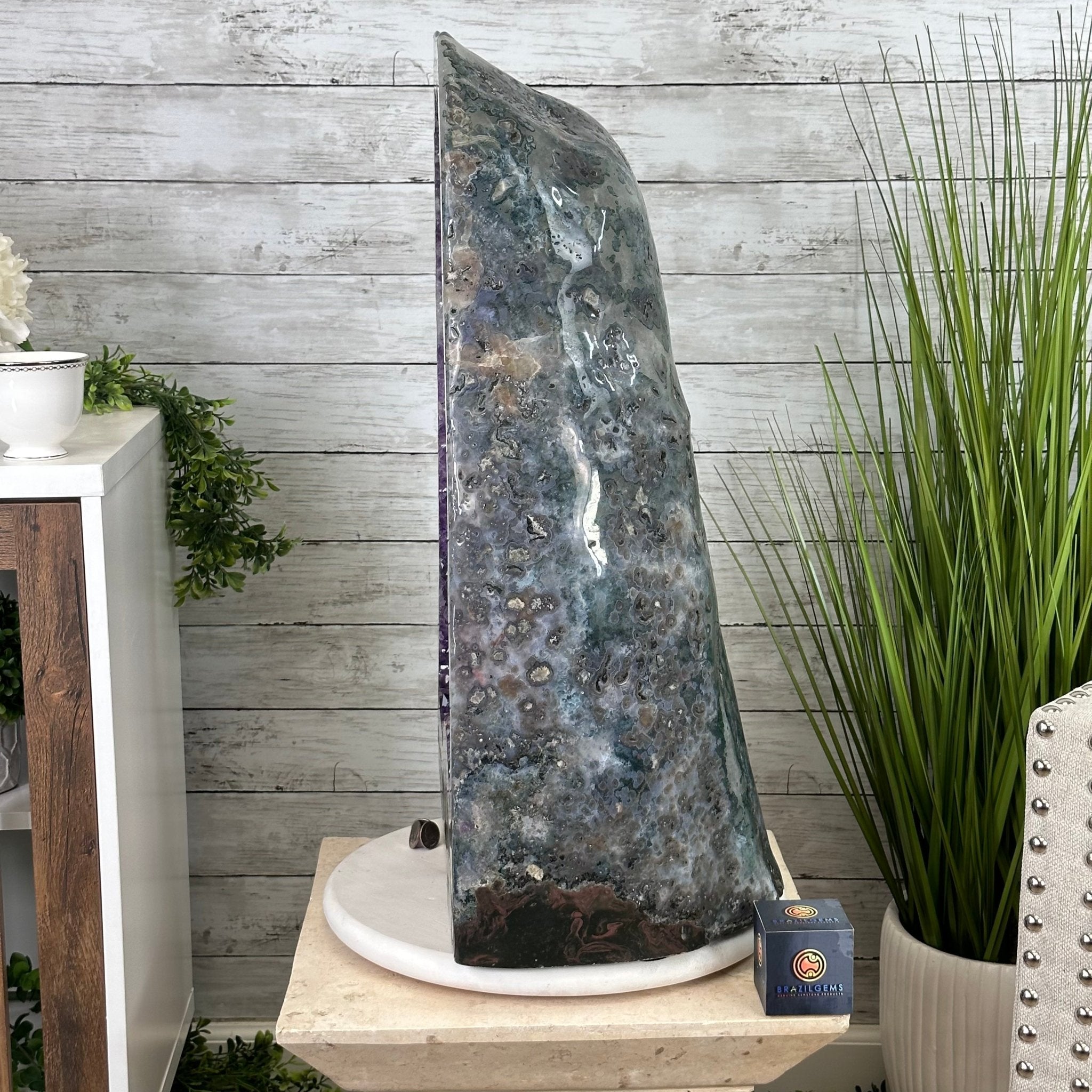 Extra Quality Polished Brazilian Amethyst Cathedral, 110.5 lbs & 26.5" tall Model #5602-0063 by Brazil Gems - Brazil GemsBrazil GemsExtra Quality Polished Brazilian Amethyst Cathedral, 110.5 lbs & 26.5" tall Model #5602-0063 by Brazil GemsPolished Cathedrals5602-0063