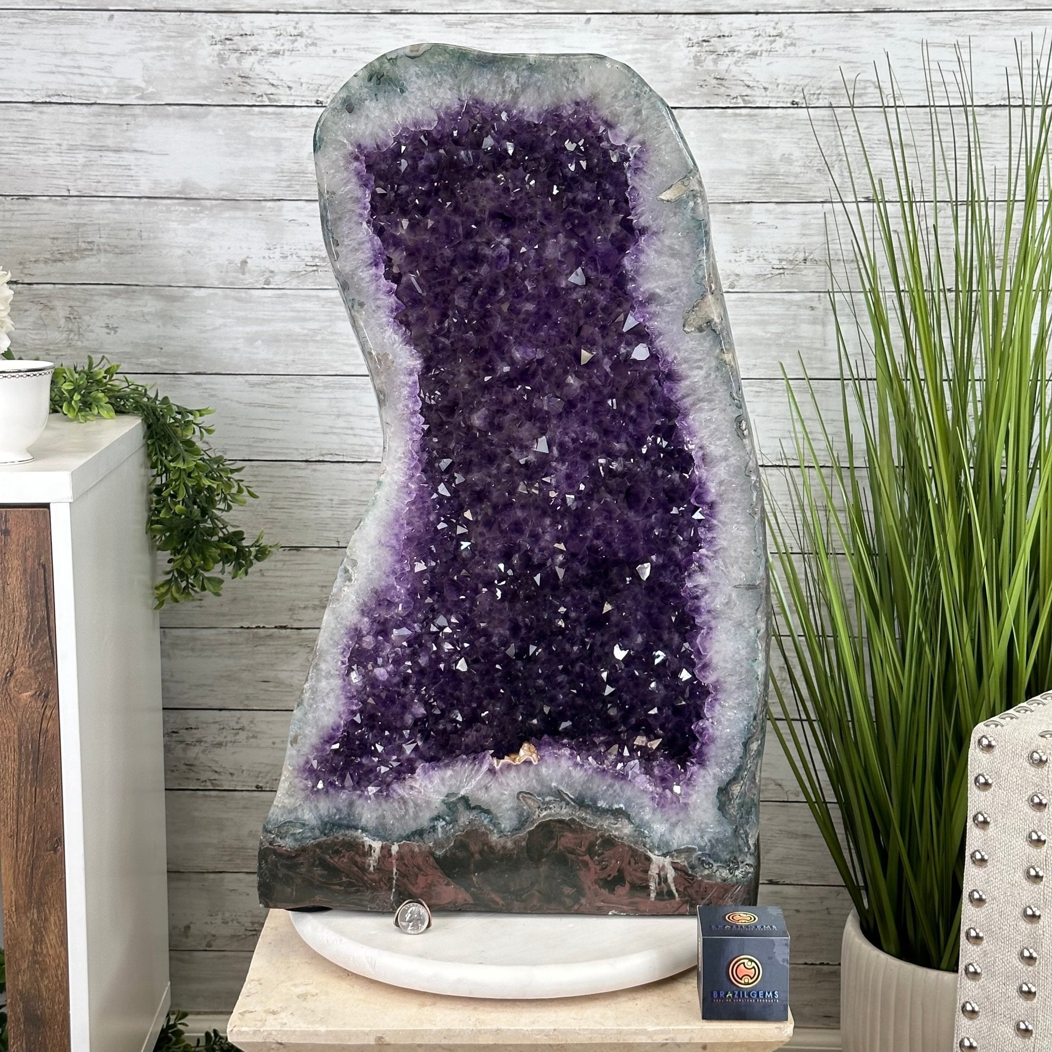 Extra Quality Polished Brazilian Amethyst Cathedral, 110.5 lbs & 26.5" tall Model #5602-0063 by Brazil Gems - Brazil GemsBrazil GemsExtra Quality Polished Brazilian Amethyst Cathedral, 110.5 lbs & 26.5" tall Model #5602-0063 by Brazil GemsPolished Cathedrals5602-0063