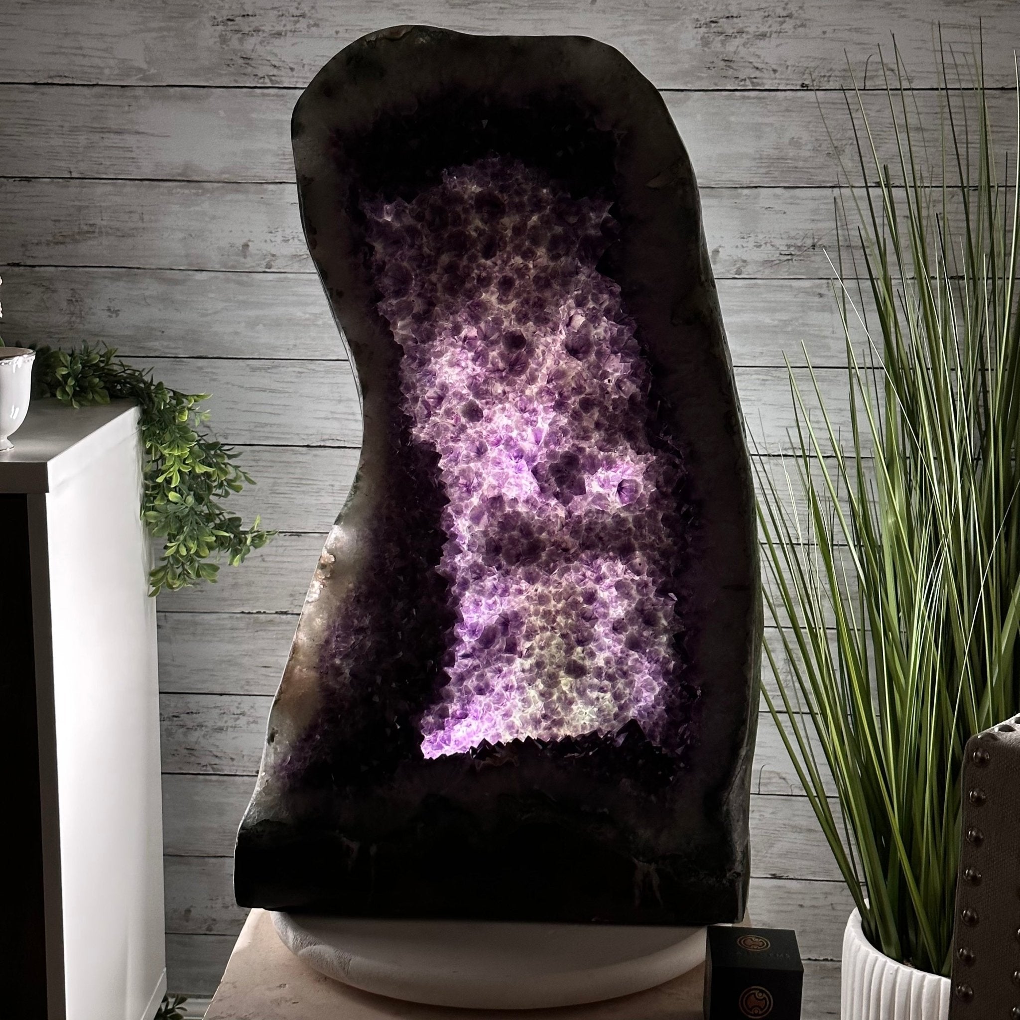 Extra Quality Polished Brazilian Amethyst Cathedral, 110.5 lbs & 26.5" tall Model #5602-0063 by Brazil Gems - Brazil GemsBrazil GemsExtra Quality Polished Brazilian Amethyst Cathedral, 110.5 lbs & 26.5" tall Model #5602-0063 by Brazil GemsPolished Cathedrals5602-0063