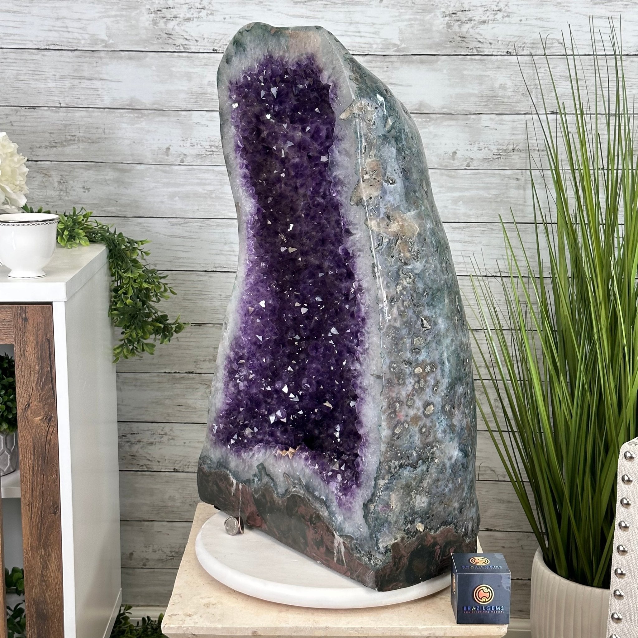 Extra Quality Polished Brazilian Amethyst Cathedral, 110.5 lbs & 26.5" tall Model #5602-0063 by Brazil Gems - Brazil GemsBrazil GemsExtra Quality Polished Brazilian Amethyst Cathedral, 110.5 lbs & 26.5" tall Model #5602-0063 by Brazil GemsPolished Cathedrals5602-0063