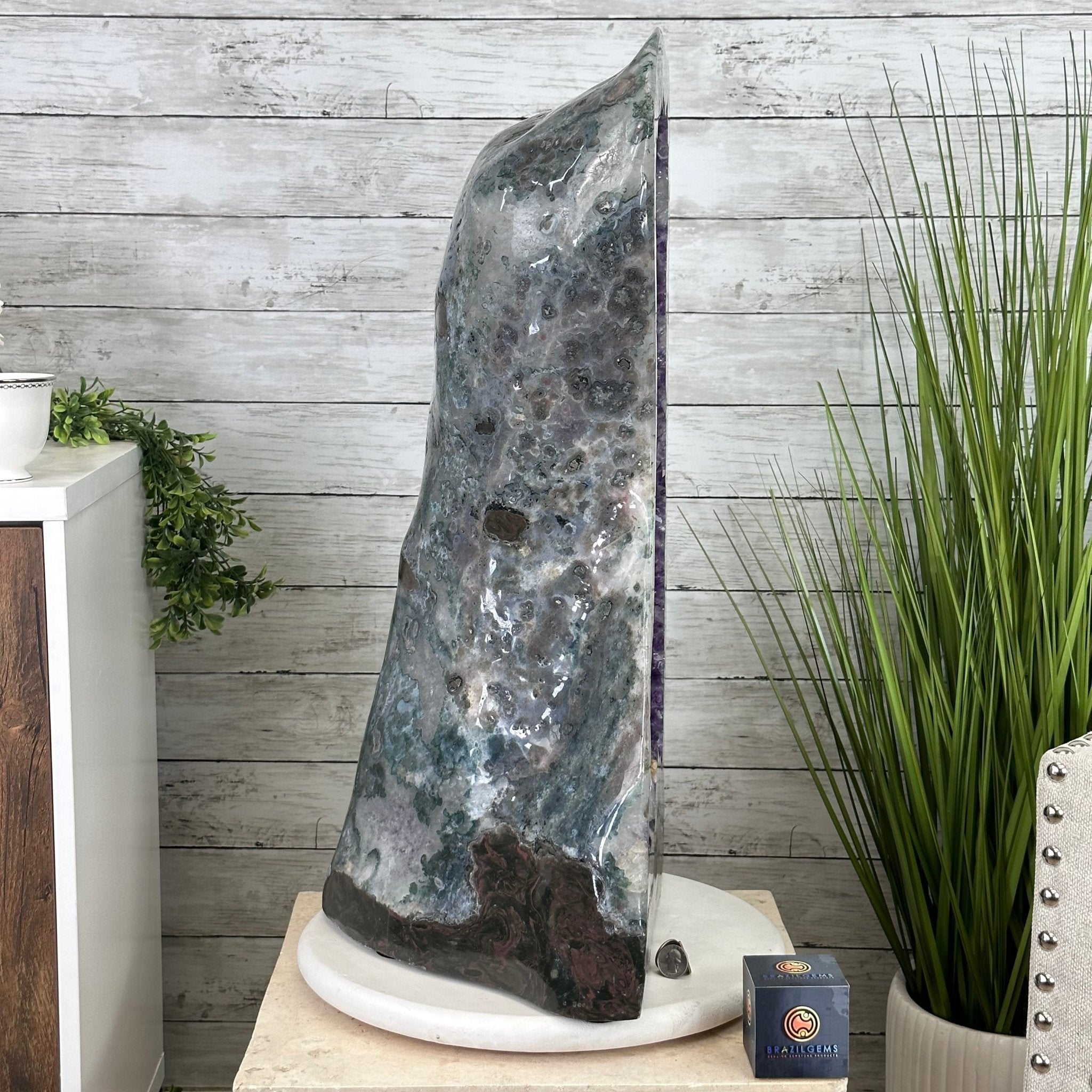 Extra Quality Polished Brazilian Amethyst Cathedral, 110.5 lbs & 26.5" tall Model #5602-0063 by Brazil Gems - Brazil GemsBrazil GemsExtra Quality Polished Brazilian Amethyst Cathedral, 110.5 lbs & 26.5" tall Model #5602-0063 by Brazil GemsPolished Cathedrals5602-0063