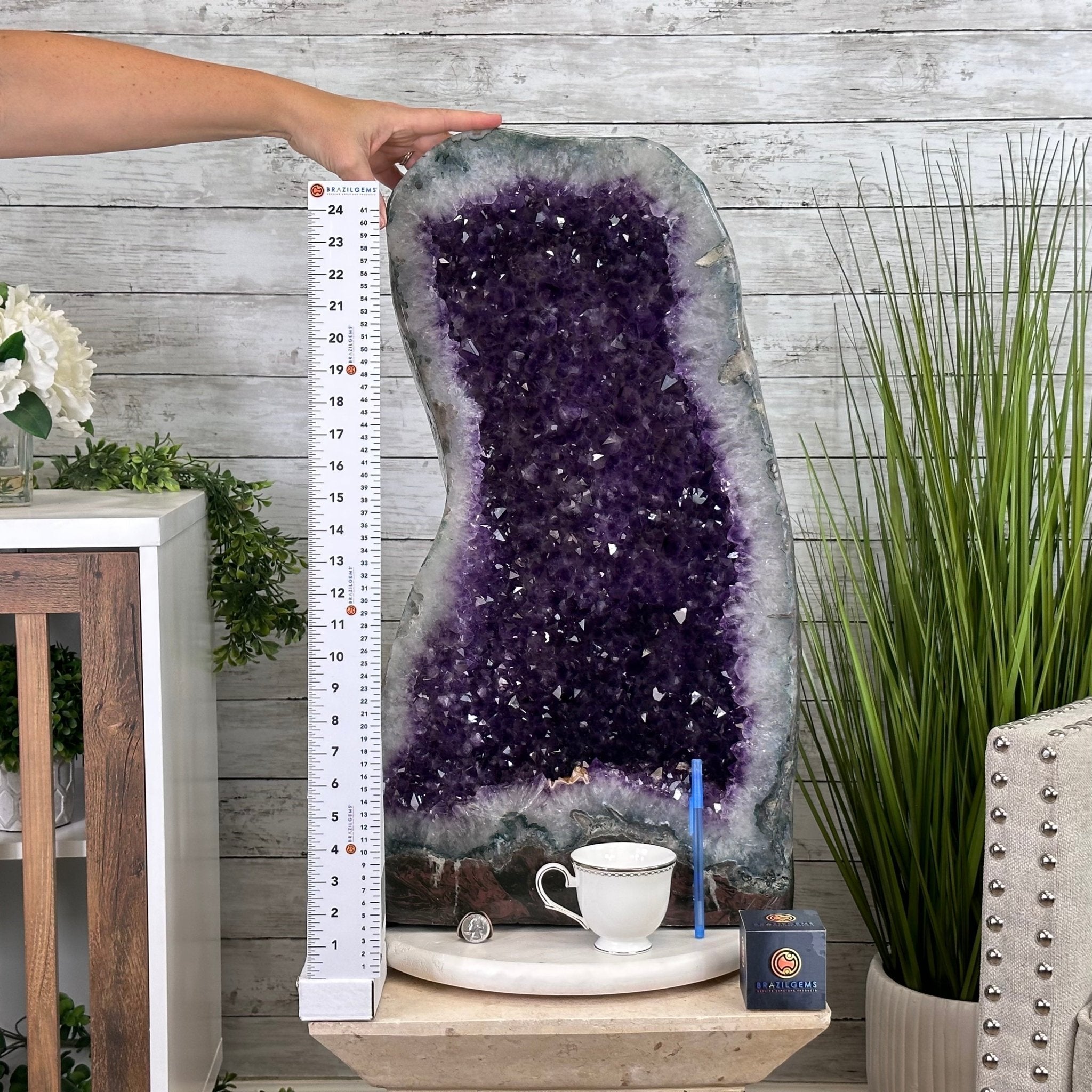 Extra Quality Polished Brazilian Amethyst Cathedral, 110.5 lbs & 26.5" tall Model #5602-0063 by Brazil Gems - Brazil GemsBrazil GemsExtra Quality Polished Brazilian Amethyst Cathedral, 110.5 lbs & 26.5" tall Model #5602-0063 by Brazil GemsPolished Cathedrals5602-0063