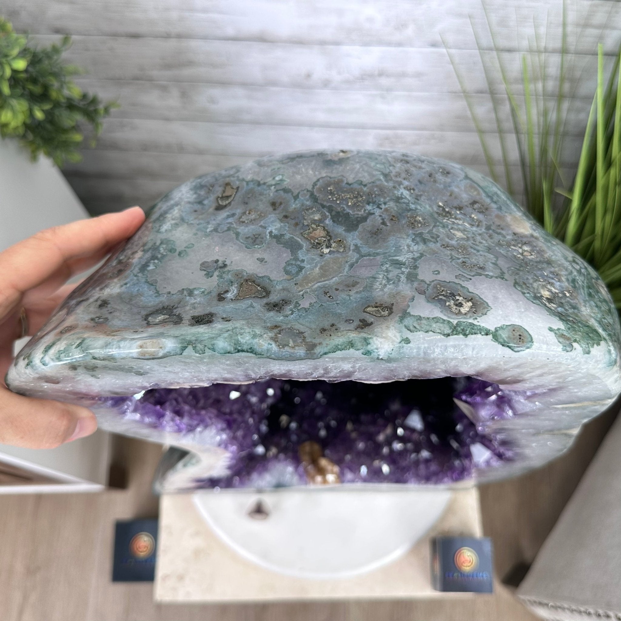 Extra Quality Polished Brazilian Amethyst Cathedral, 110.5 lbs & 26.5" tall Model #5602-0063 by Brazil Gems - Brazil GemsBrazil GemsExtra Quality Polished Brazilian Amethyst Cathedral, 110.5 lbs & 26.5" tall Model #5602-0063 by Brazil GemsPolished Cathedrals5602-0063