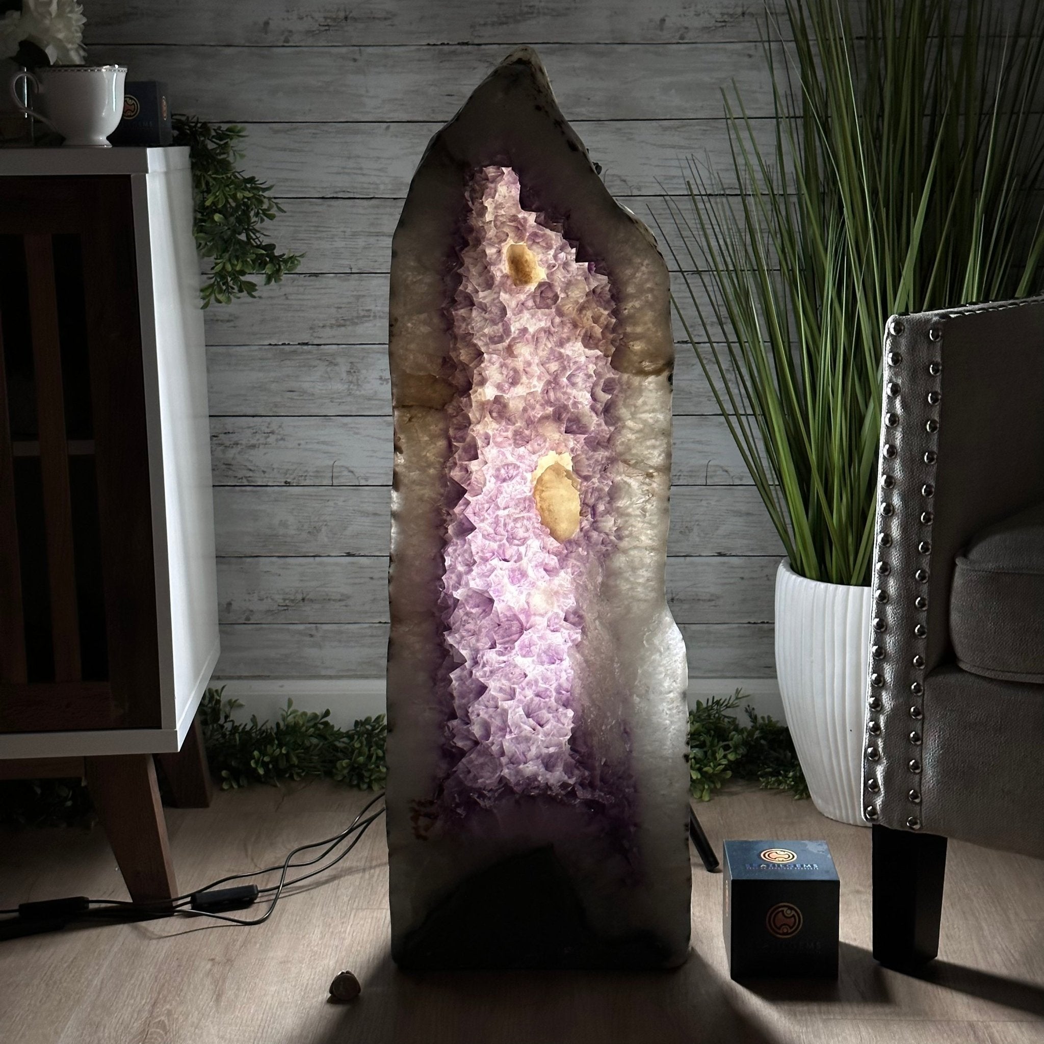 Extra Quality Polished Brazilian Amethyst Cathedral, 119.5 lbs & 34.75" tall Model #5602-0200 by Brazil Gems - Brazil GemsBrazil GemsExtra Quality Polished Brazilian Amethyst Cathedral, 119.5 lbs & 34.75" tall Model #5602-0200 by Brazil GemsPolished Cathedrals5602-0200