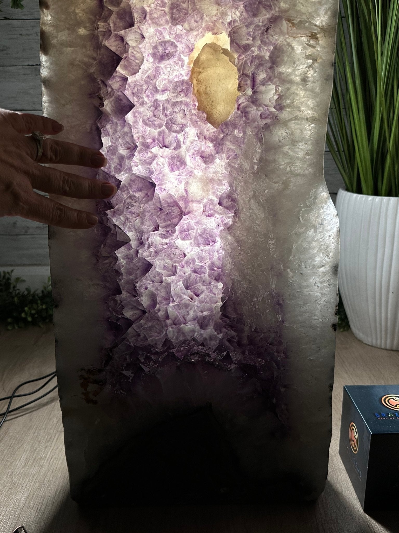 Extra Quality Polished Brazilian Amethyst Cathedral, 119.5 lbs & 34.75" tall Model #5602-0200 by Brazil Gems - Brazil GemsBrazil GemsExtra Quality Polished Brazilian Amethyst Cathedral, 119.5 lbs & 34.75" tall Model #5602-0200 by Brazil GemsPolished Cathedrals5602-0200