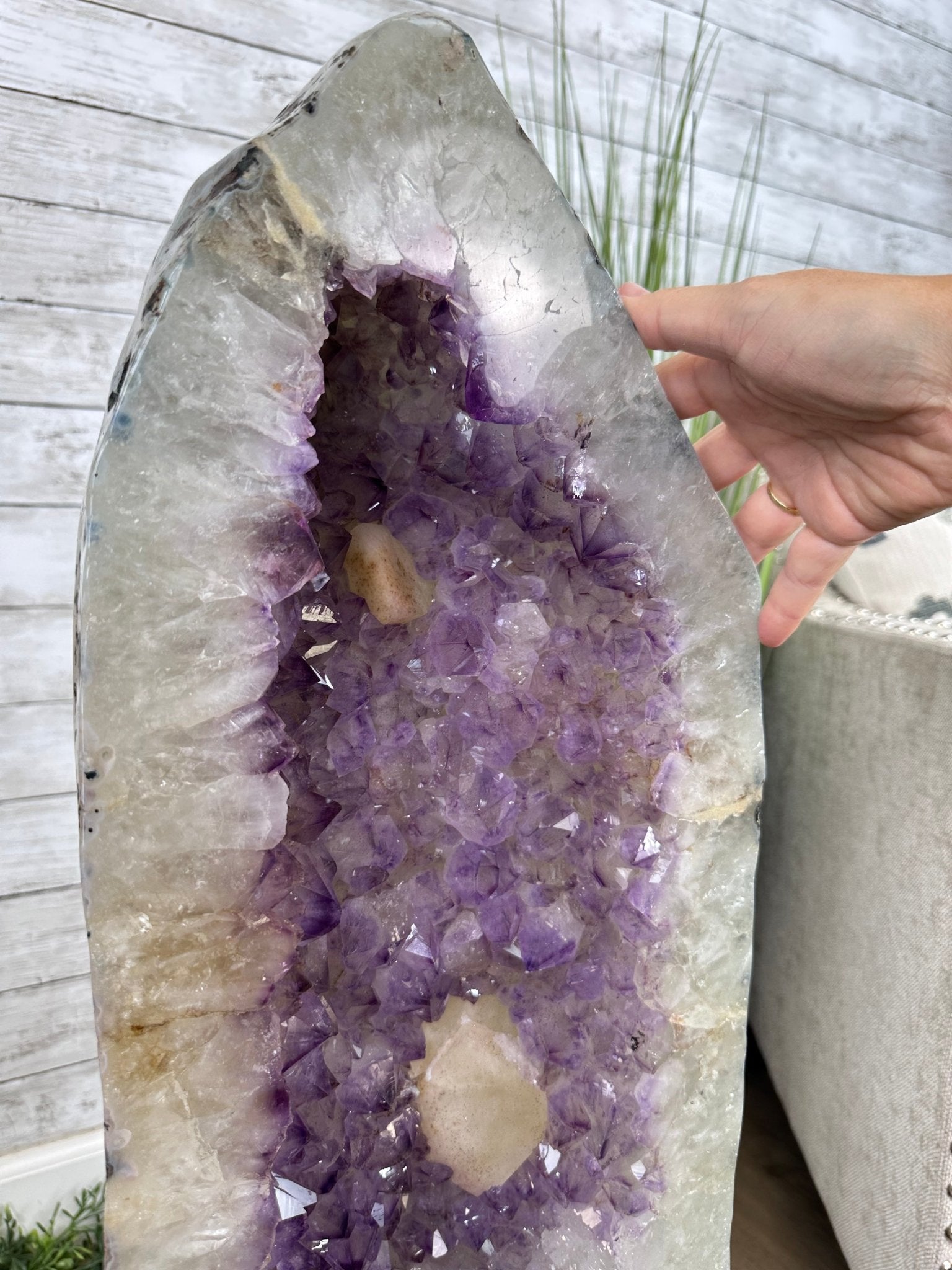 Extra Quality Polished Brazilian Amethyst Cathedral, 119.5 lbs & 34.75" tall Model #5602-0200 by Brazil Gems - Brazil GemsBrazil GemsExtra Quality Polished Brazilian Amethyst Cathedral, 119.5 lbs & 34.75" tall Model #5602-0200 by Brazil GemsPolished Cathedrals5602-0200