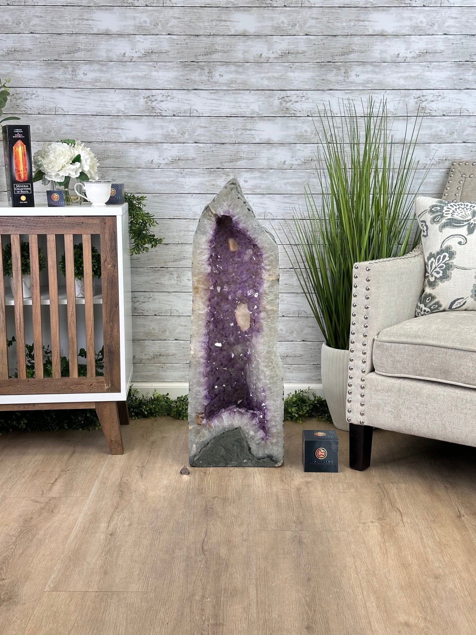 Extra Quality Polished Brazilian Amethyst Cathedral, 119.5 lbs & 34.75" tall Model #5602-0200 by Brazil Gems - Brazil GemsBrazil GemsExtra Quality Polished Brazilian Amethyst Cathedral, 119.5 lbs & 34.75" tall Model #5602-0200 by Brazil GemsPolished Cathedrals5602-0200