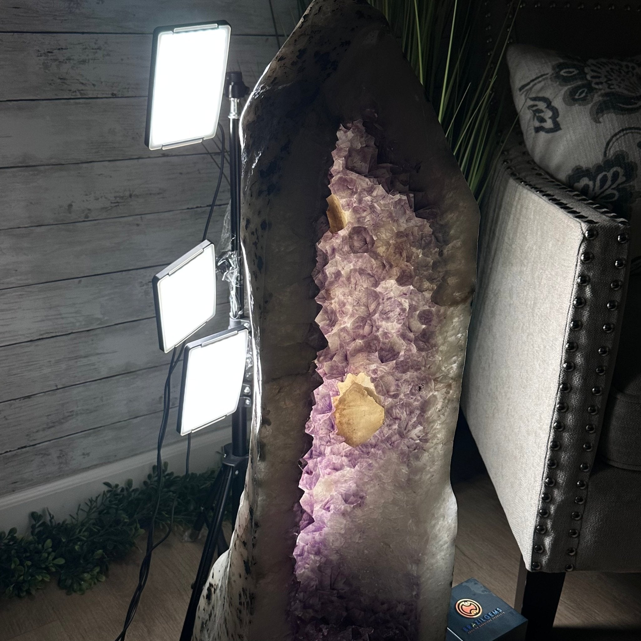 Extra Quality Polished Brazilian Amethyst Cathedral, 119.5 lbs & 34.75" tall Model #5602-0200 by Brazil Gems - Brazil GemsBrazil GemsExtra Quality Polished Brazilian Amethyst Cathedral, 119.5 lbs & 34.75" tall Model #5602-0200 by Brazil GemsPolished Cathedrals5602-0200