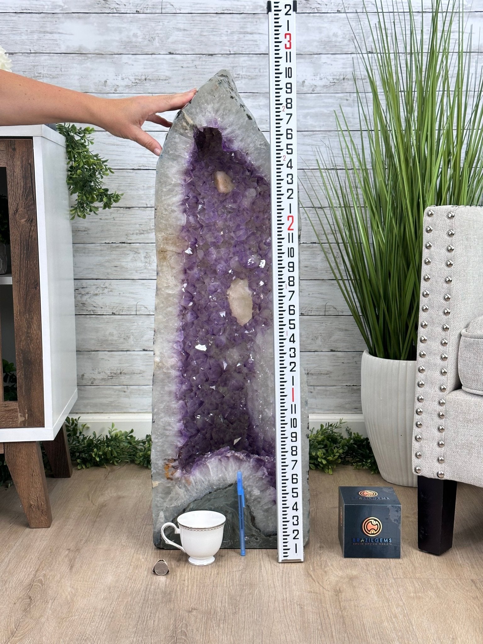 Extra Quality Polished Brazilian Amethyst Cathedral, 119.5 lbs & 34.75" tall Model #5602-0200 by Brazil Gems - Brazil GemsBrazil GemsExtra Quality Polished Brazilian Amethyst Cathedral, 119.5 lbs & 34.75" tall Model #5602-0200 by Brazil GemsPolished Cathedrals5602-0200