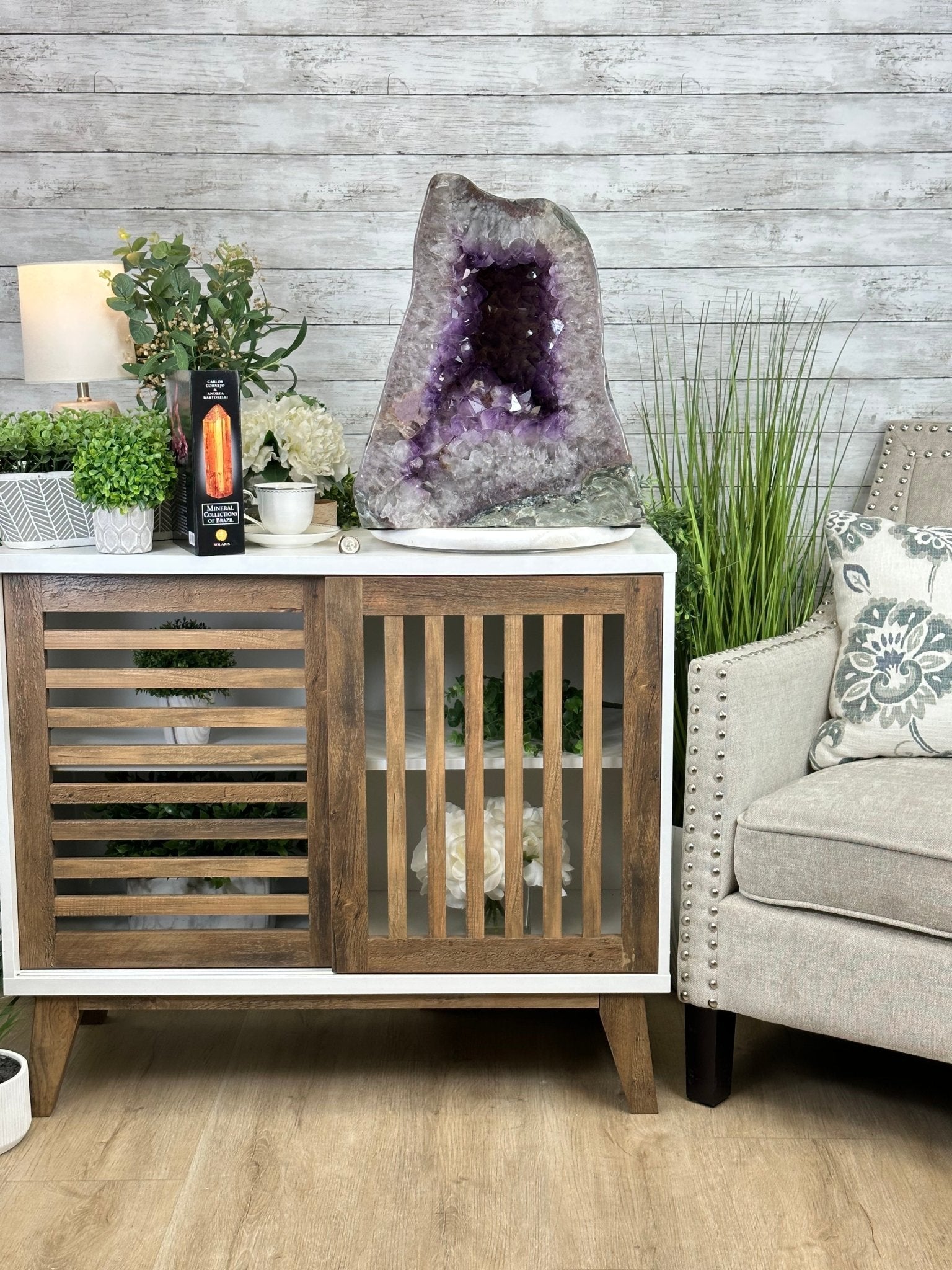 Extra Quality Polished Brazilian Amethyst Cathedral, 134.5 lbs & 18.5" tall Model #5602-0167 by Brazil Gems - Brazil GemsBrazil GemsExtra Quality Polished Brazilian Amethyst Cathedral, 134.5 lbs & 18.5" tall Model #5602-0167 by Brazil GemsPolished Cathedrals5602-0167