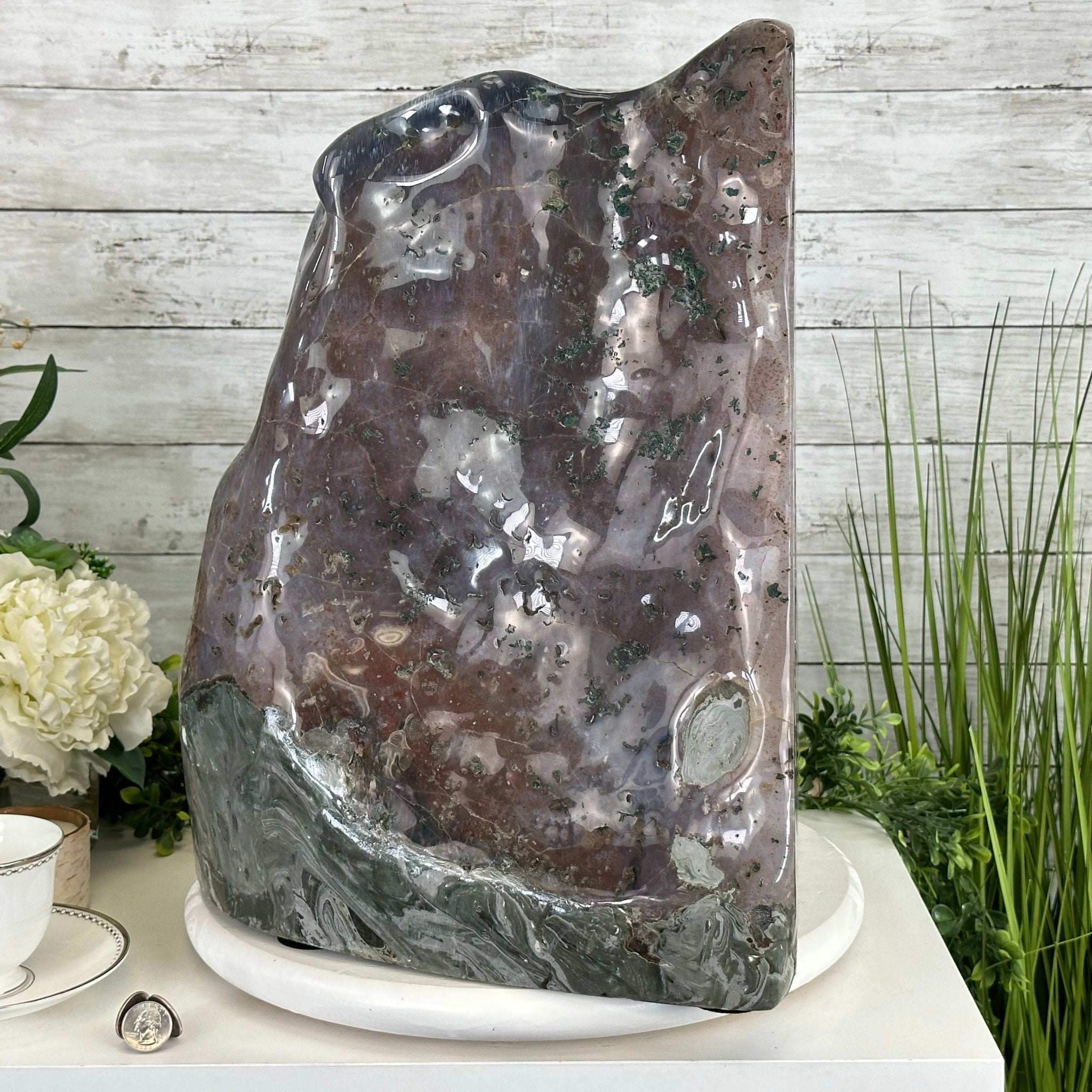 Extra Quality Polished Brazilian Amethyst Cathedral, 134.5 lbs & 18.5" tall Model #5602-0167 by Brazil Gems - Brazil GemsBrazil GemsExtra Quality Polished Brazilian Amethyst Cathedral, 134.5 lbs & 18.5" tall Model #5602-0167 by Brazil GemsPolished Cathedrals5602-0167