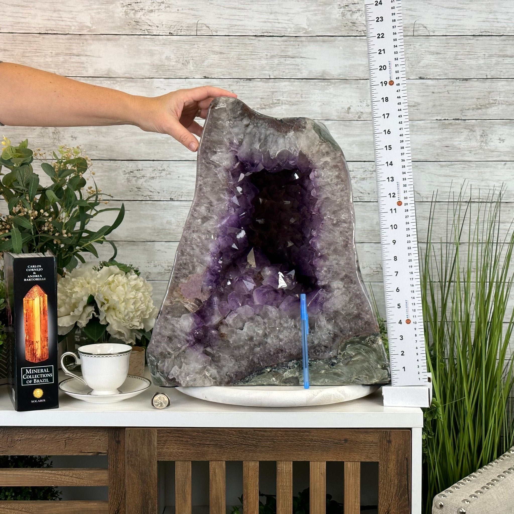 Extra Quality Polished Brazilian Amethyst Cathedral, 134.5 lbs & 18.5" tall Model #5602-0167 by Brazil Gems - Brazil GemsBrazil GemsExtra Quality Polished Brazilian Amethyst Cathedral, 134.5 lbs & 18.5" tall Model #5602-0167 by Brazil GemsPolished Cathedrals5602-0167