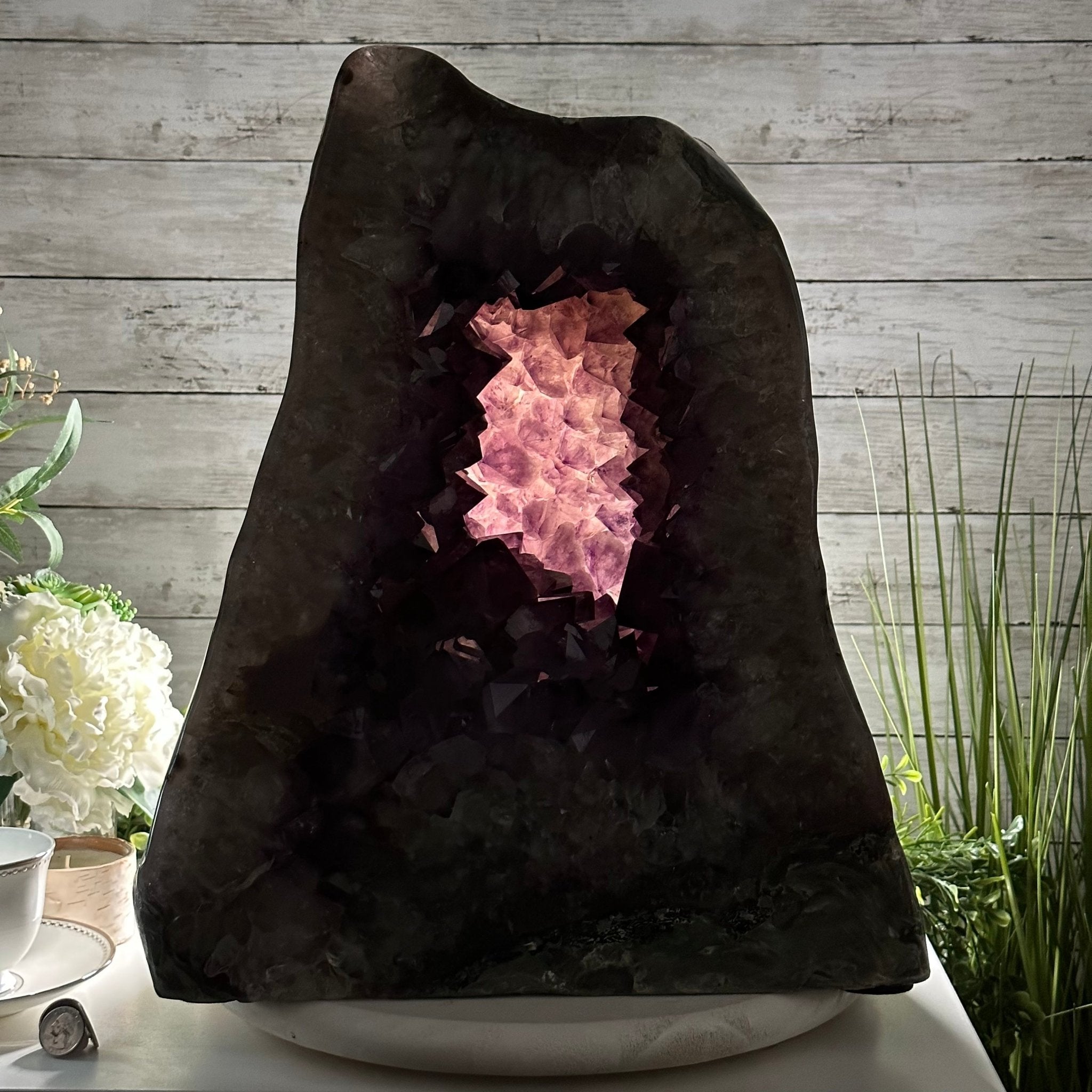 Extra Quality Polished Brazilian Amethyst Cathedral, 134.5 lbs & 18.5" tall Model #5602-0167 by Brazil Gems - Brazil GemsBrazil GemsExtra Quality Polished Brazilian Amethyst Cathedral, 134.5 lbs & 18.5" tall Model #5602-0167 by Brazil GemsPolished Cathedrals5602-0167