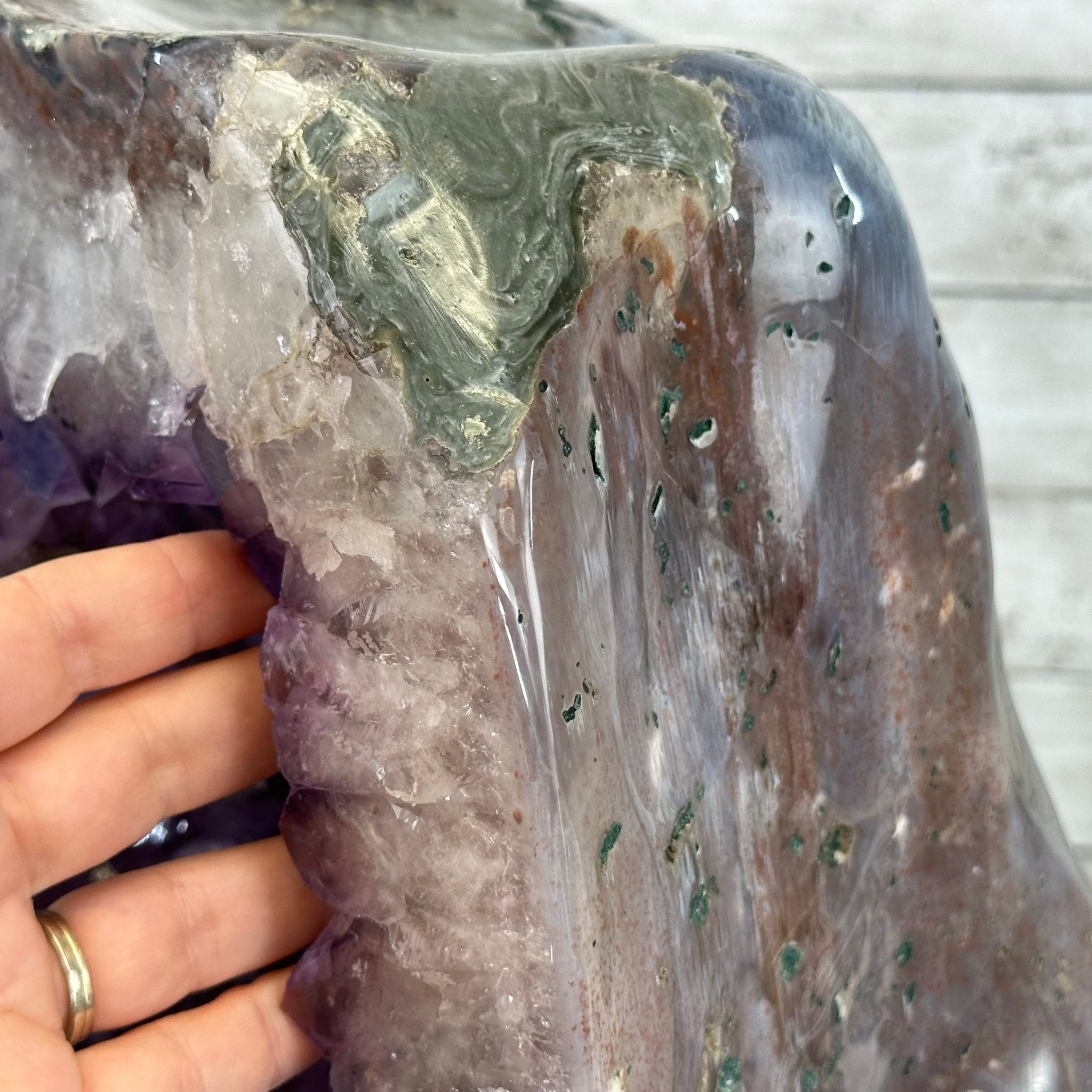 Extra Quality Polished Brazilian Amethyst Cathedral, 134.5 lbs & 18.5" tall Model #5602-0167 by Brazil Gems - Brazil GemsBrazil GemsExtra Quality Polished Brazilian Amethyst Cathedral, 134.5 lbs & 18.5" tall Model #5602-0167 by Brazil GemsPolished Cathedrals5602-0167