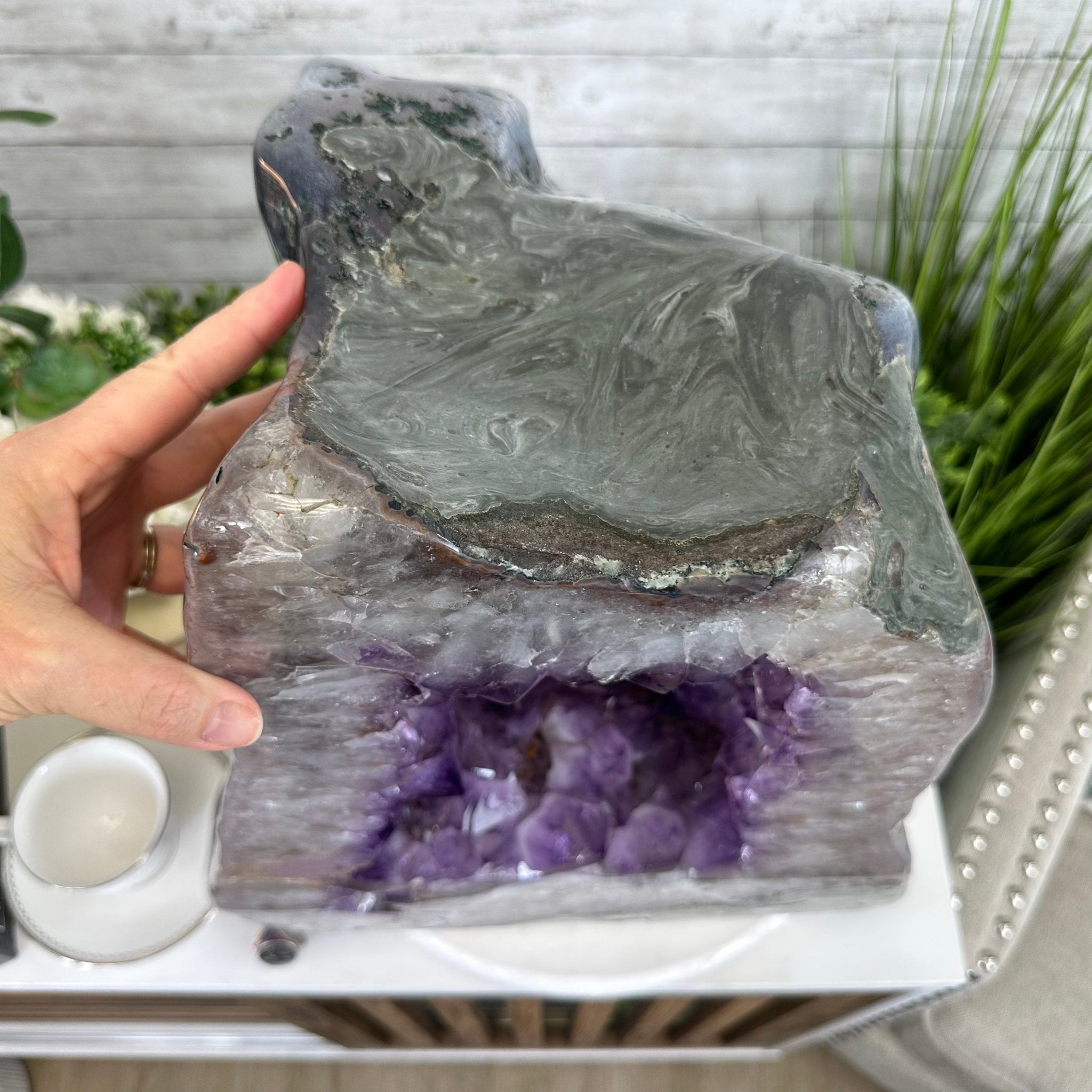 Extra Quality Polished Brazilian Amethyst Cathedral, 134.5 lbs & 18.5" tall Model #5602-0167 by Brazil Gems - Brazil GemsBrazil GemsExtra Quality Polished Brazilian Amethyst Cathedral, 134.5 lbs & 18.5" tall Model #5602-0167 by Brazil GemsPolished Cathedrals5602-0167