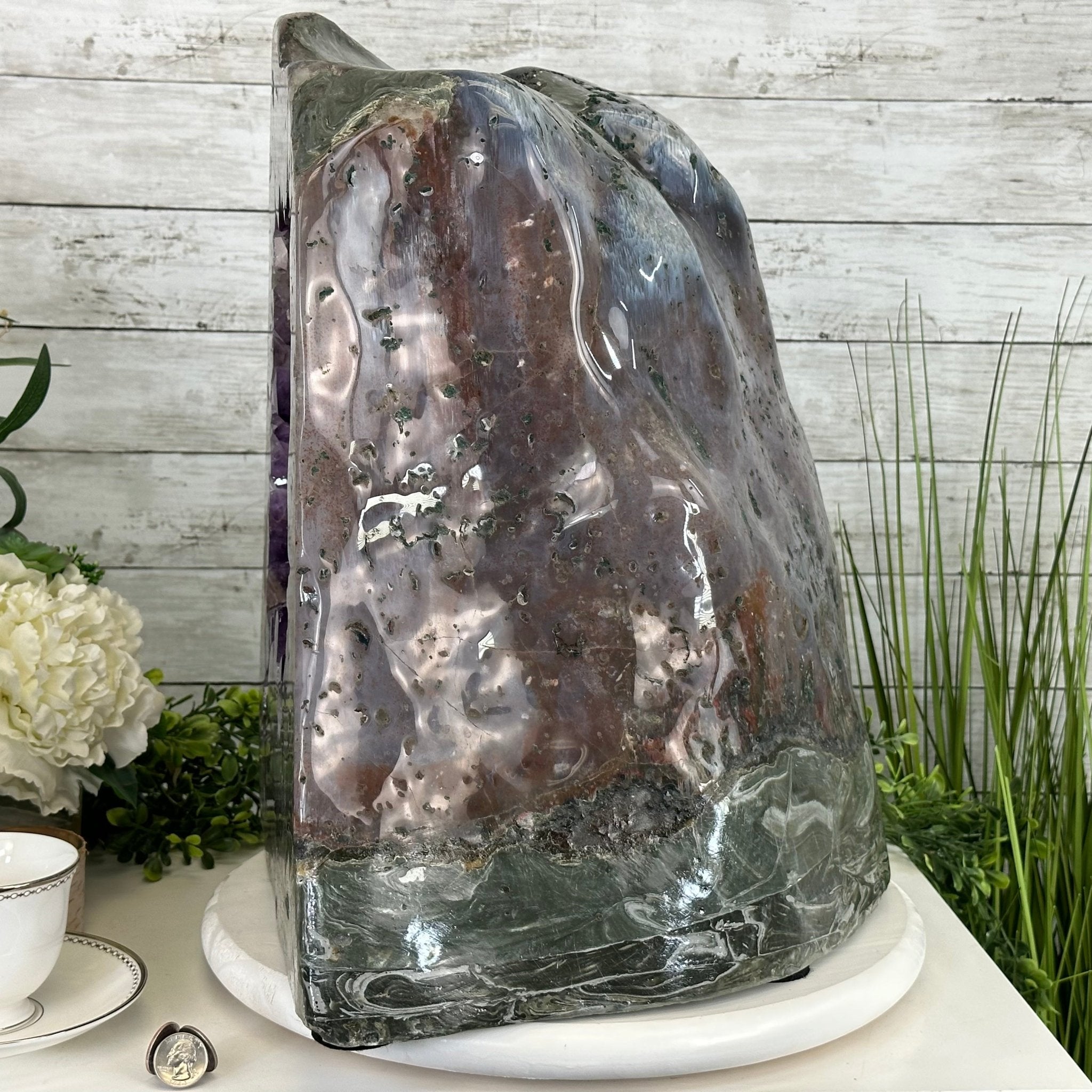 Extra Quality Polished Brazilian Amethyst Cathedral, 134.5 lbs & 18.5" tall Model #5602-0167 by Brazil Gems - Brazil GemsBrazil GemsExtra Quality Polished Brazilian Amethyst Cathedral, 134.5 lbs & 18.5" tall Model #5602-0167 by Brazil GemsPolished Cathedrals5602-0167