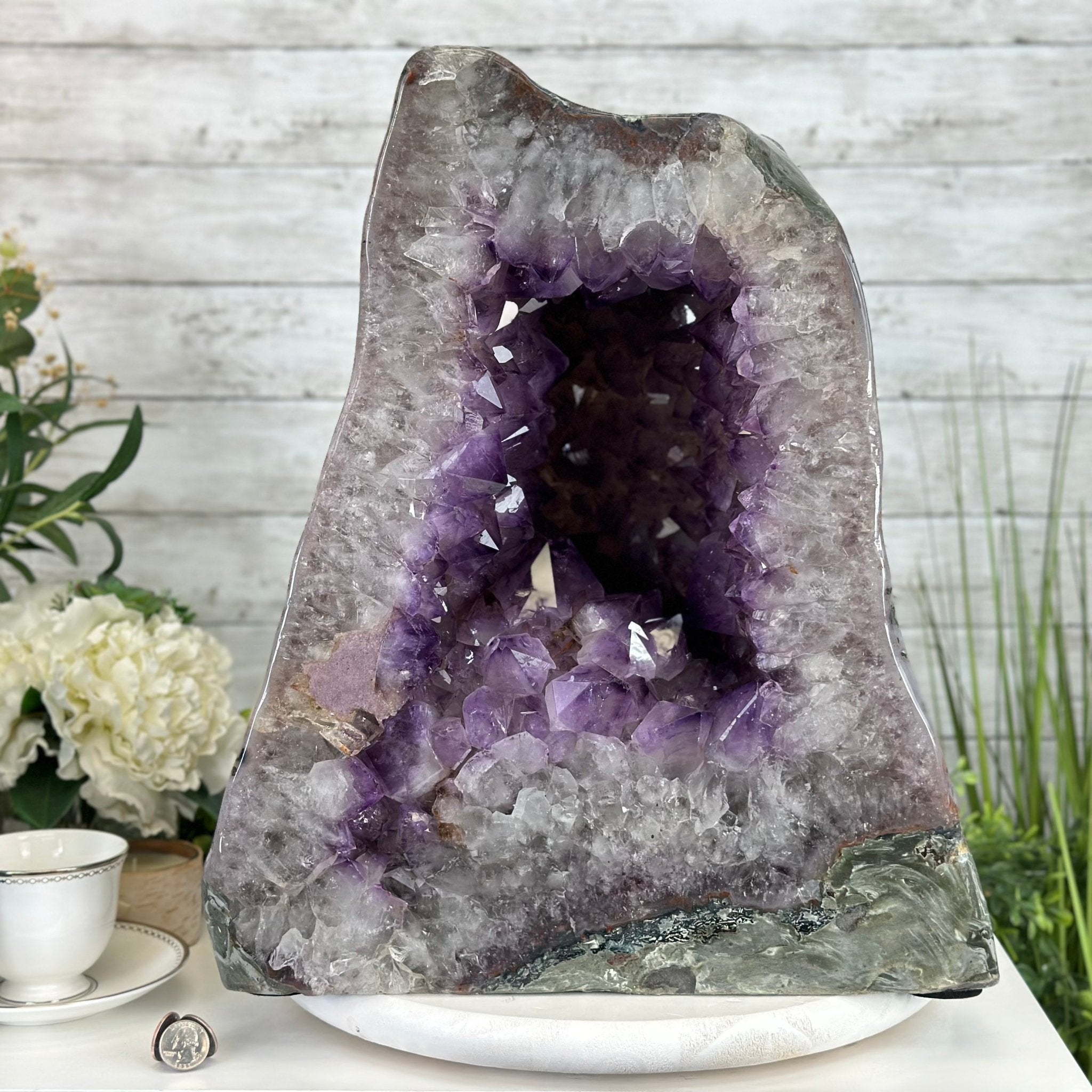 Extra Quality Polished Brazilian Amethyst Cathedral, 134.5 lbs & 18.5" tall Model #5602-0167 by Brazil Gems - Brazil GemsBrazil GemsExtra Quality Polished Brazilian Amethyst Cathedral, 134.5 lbs & 18.5" tall Model #5602-0167 by Brazil GemsPolished Cathedrals5602-0167