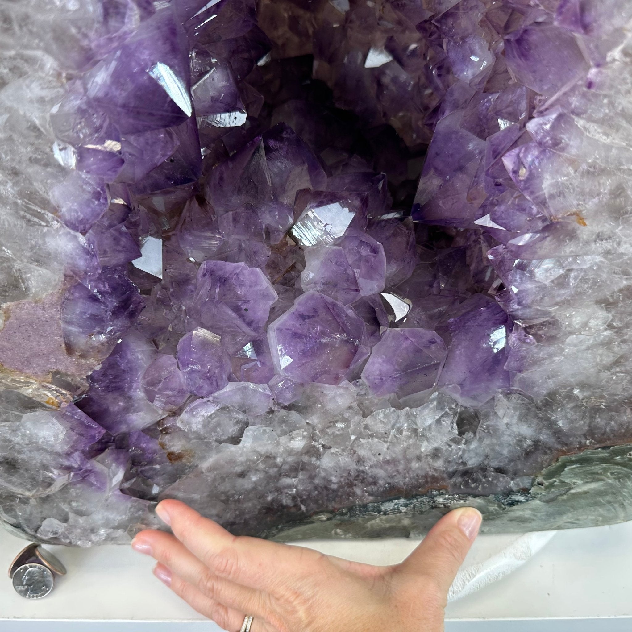 Extra Quality Polished Brazilian Amethyst Cathedral, 134.5 lbs & 18.5" tall Model #5602-0167 by Brazil Gems - Brazil GemsBrazil GemsExtra Quality Polished Brazilian Amethyst Cathedral, 134.5 lbs & 18.5" tall Model #5602-0167 by Brazil GemsPolished Cathedrals5602-0167