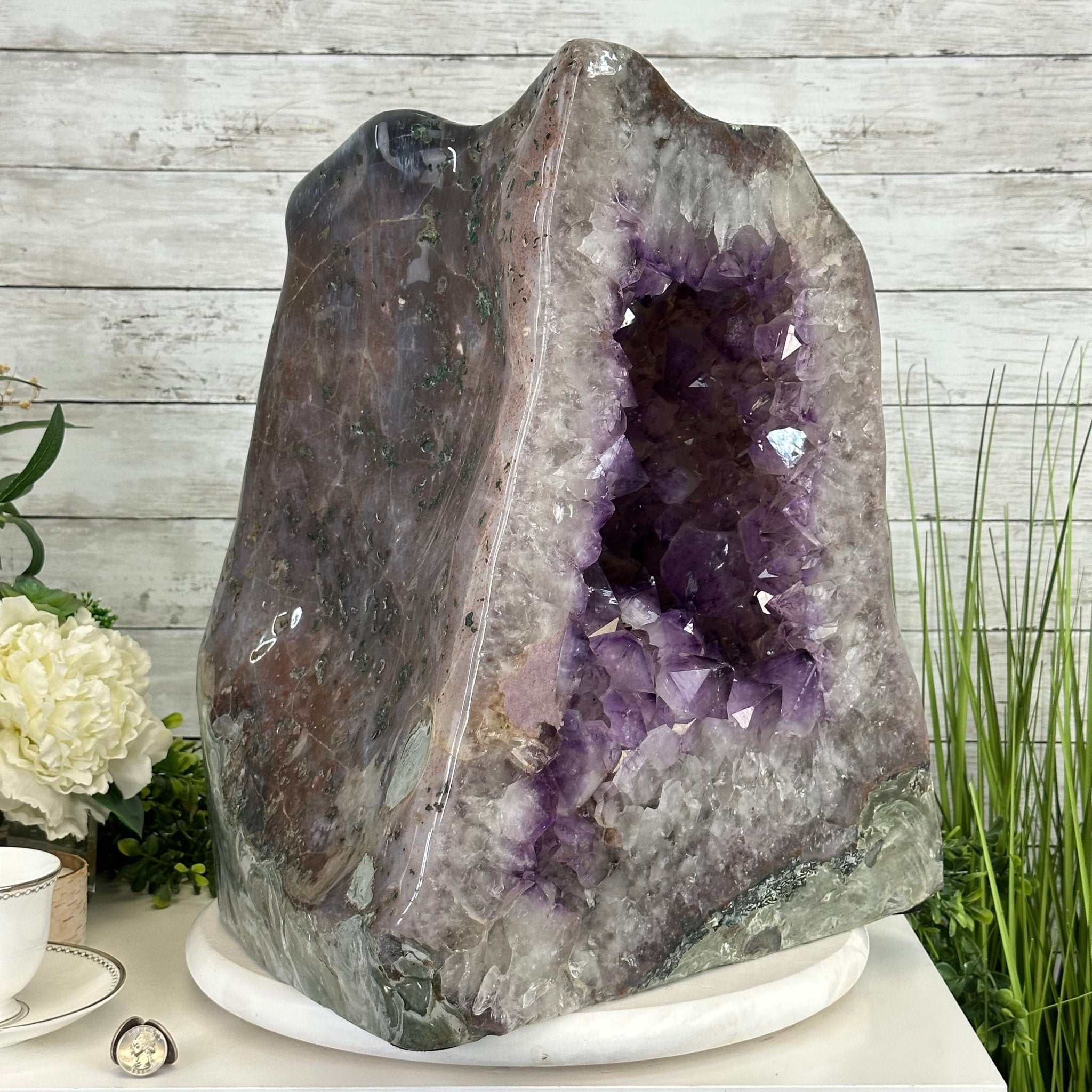 Extra Quality Polished Brazilian Amethyst Cathedral, 134.5 lbs & 18.5" tall Model #5602-0167 by Brazil Gems - Brazil GemsBrazil GemsExtra Quality Polished Brazilian Amethyst Cathedral, 134.5 lbs & 18.5" tall Model #5602-0167 by Brazil GemsPolished Cathedrals5602-0167