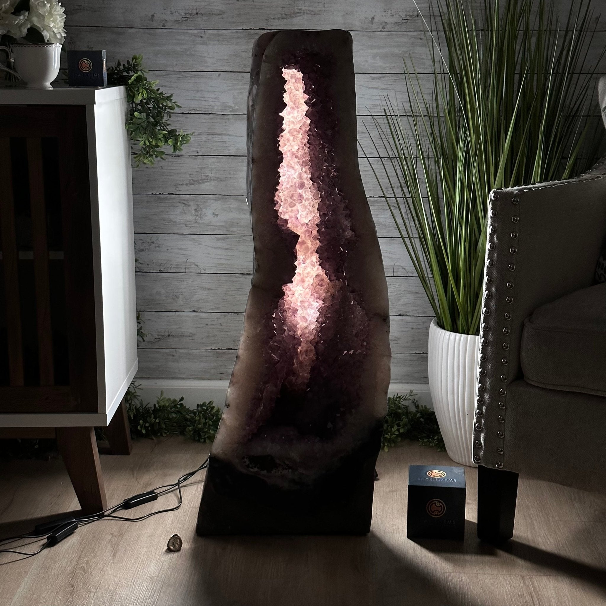 Extra Quality Polished Brazilian Amethyst Cathedral, 150.6 lbs & 35.25" tall Model #5602-0184 by Brazil Gems - Brazil GemsBrazil GemsExtra Quality Polished Brazilian Amethyst Cathedral, 150.6 lbs & 35.25" tall Model #5602-0184 by Brazil GemsPolished Cathedrals5602-0184