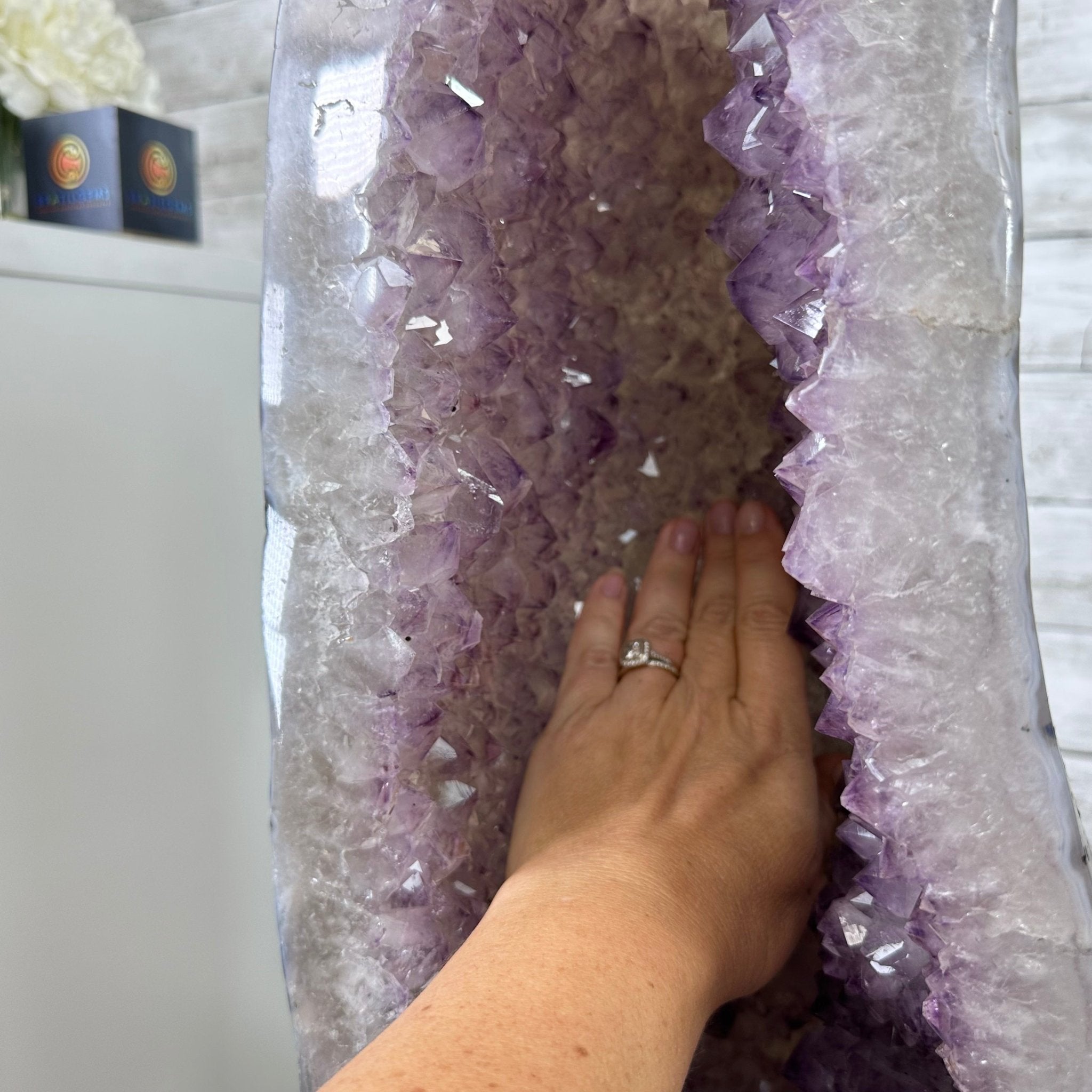Extra Quality Polished Brazilian Amethyst Cathedral, 150.6 lbs & 35.25" tall Model #5602-0184 by Brazil Gems - Brazil GemsBrazil GemsExtra Quality Polished Brazilian Amethyst Cathedral, 150.6 lbs & 35.25" tall Model #5602-0184 by Brazil GemsPolished Cathedrals5602-0184