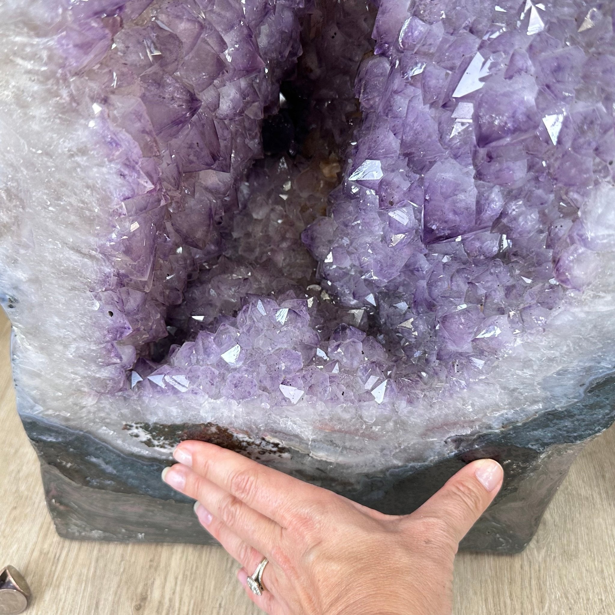 Extra Quality Polished Brazilian Amethyst Cathedral, 150.6 lbs & 35.25" tall Model #5602-0184 by Brazil Gems - Brazil GemsBrazil GemsExtra Quality Polished Brazilian Amethyst Cathedral, 150.6 lbs & 35.25" tall Model #5602-0184 by Brazil GemsPolished Cathedrals5602-0184