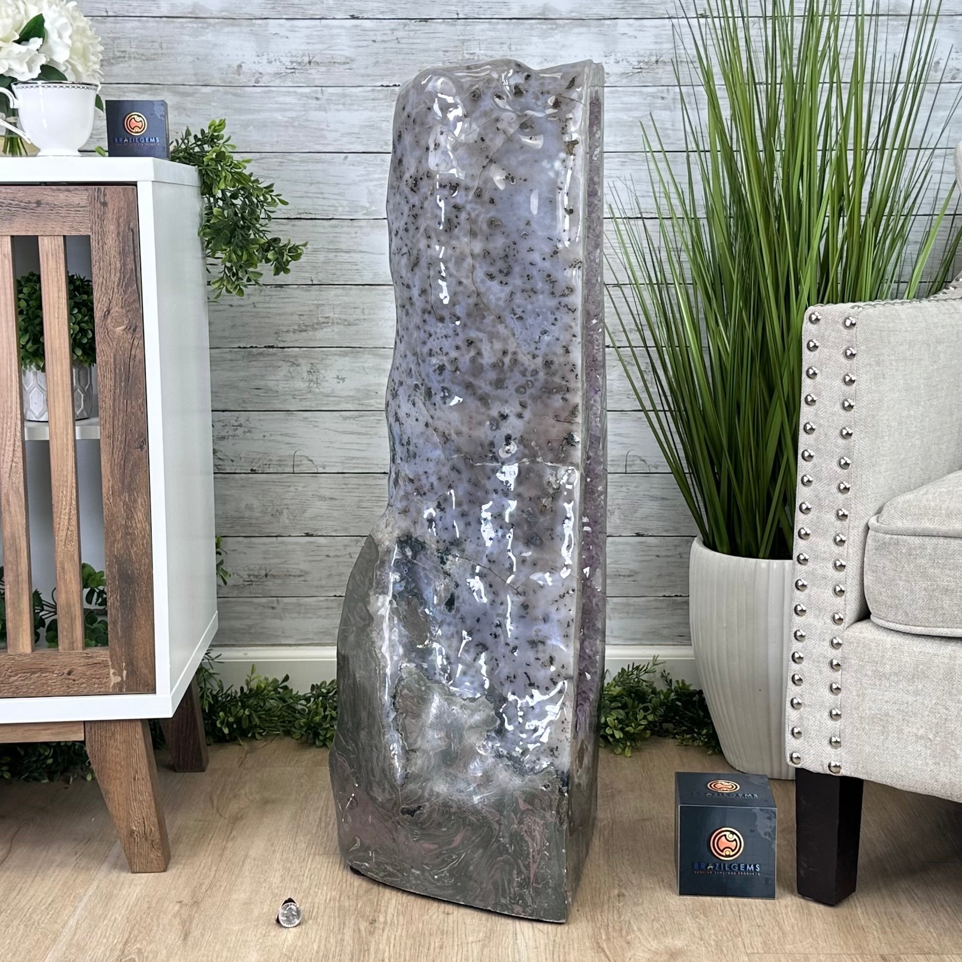 Extra Quality Polished Brazilian Amethyst Cathedral, 150.6 lbs & 35.25" tall Model #5602-0184 by Brazil Gems - Brazil GemsBrazil GemsExtra Quality Polished Brazilian Amethyst Cathedral, 150.6 lbs & 35.25" tall Model #5602-0184 by Brazil GemsPolished Cathedrals5602-0184