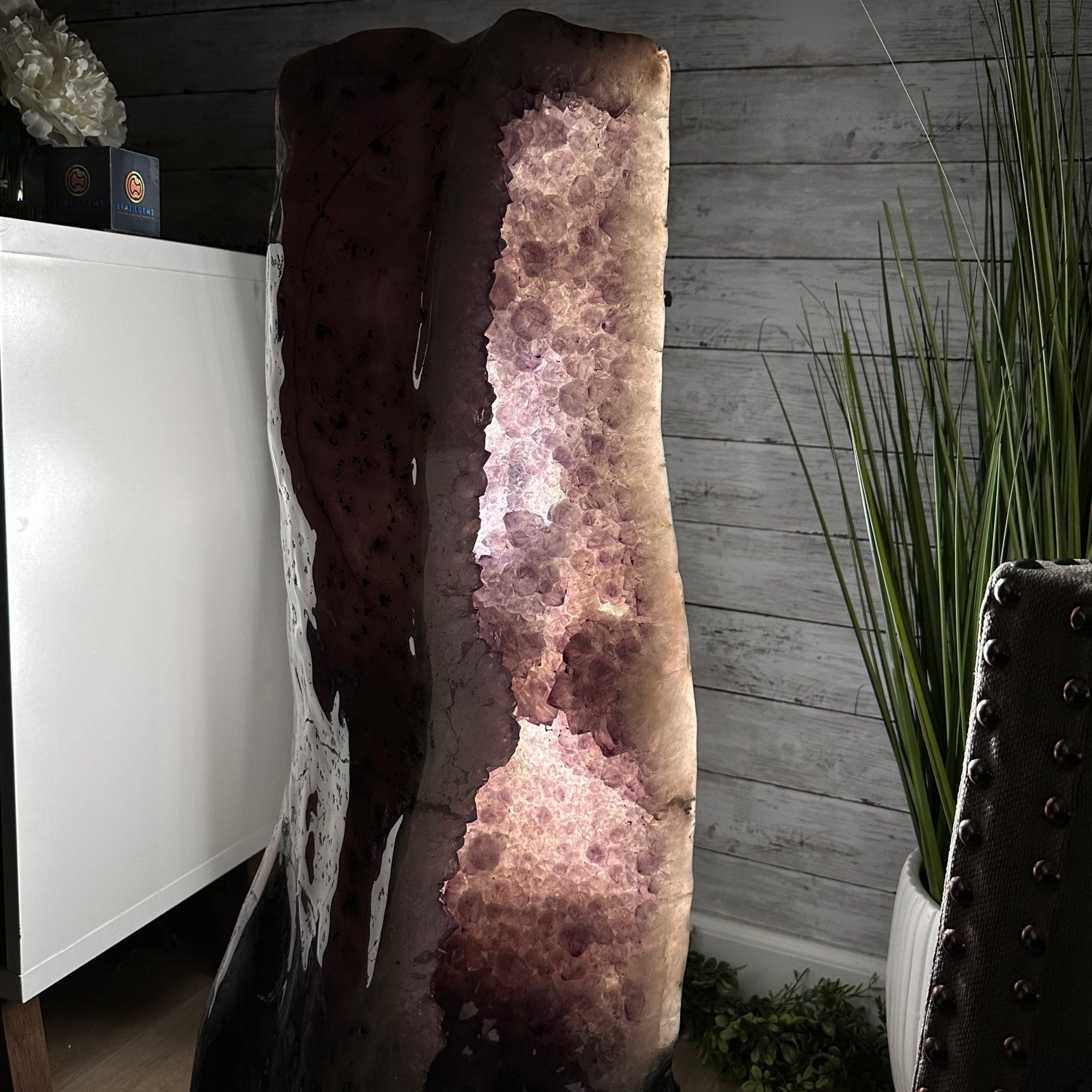 Extra Quality Polished Brazilian Amethyst Cathedral, 150.6 lbs & 35.25" tall Model #5602-0184 by Brazil Gems - Brazil GemsBrazil GemsExtra Quality Polished Brazilian Amethyst Cathedral, 150.6 lbs & 35.25" tall Model #5602-0184 by Brazil GemsPolished Cathedrals5602-0184