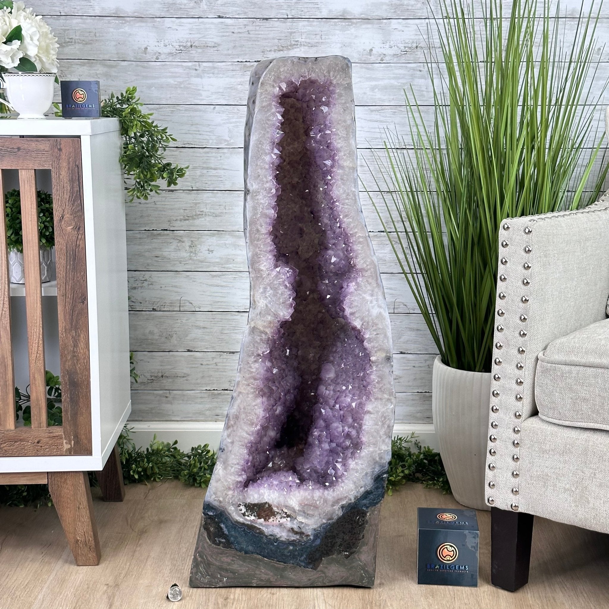 Extra Quality Polished Brazilian Amethyst Cathedral, 150.6 lbs & 35.25" tall Model #5602-0184 by Brazil Gems - Brazil GemsBrazil GemsExtra Quality Polished Brazilian Amethyst Cathedral, 150.6 lbs & 35.25" tall Model #5602-0184 by Brazil GemsPolished Cathedrals5602-0184