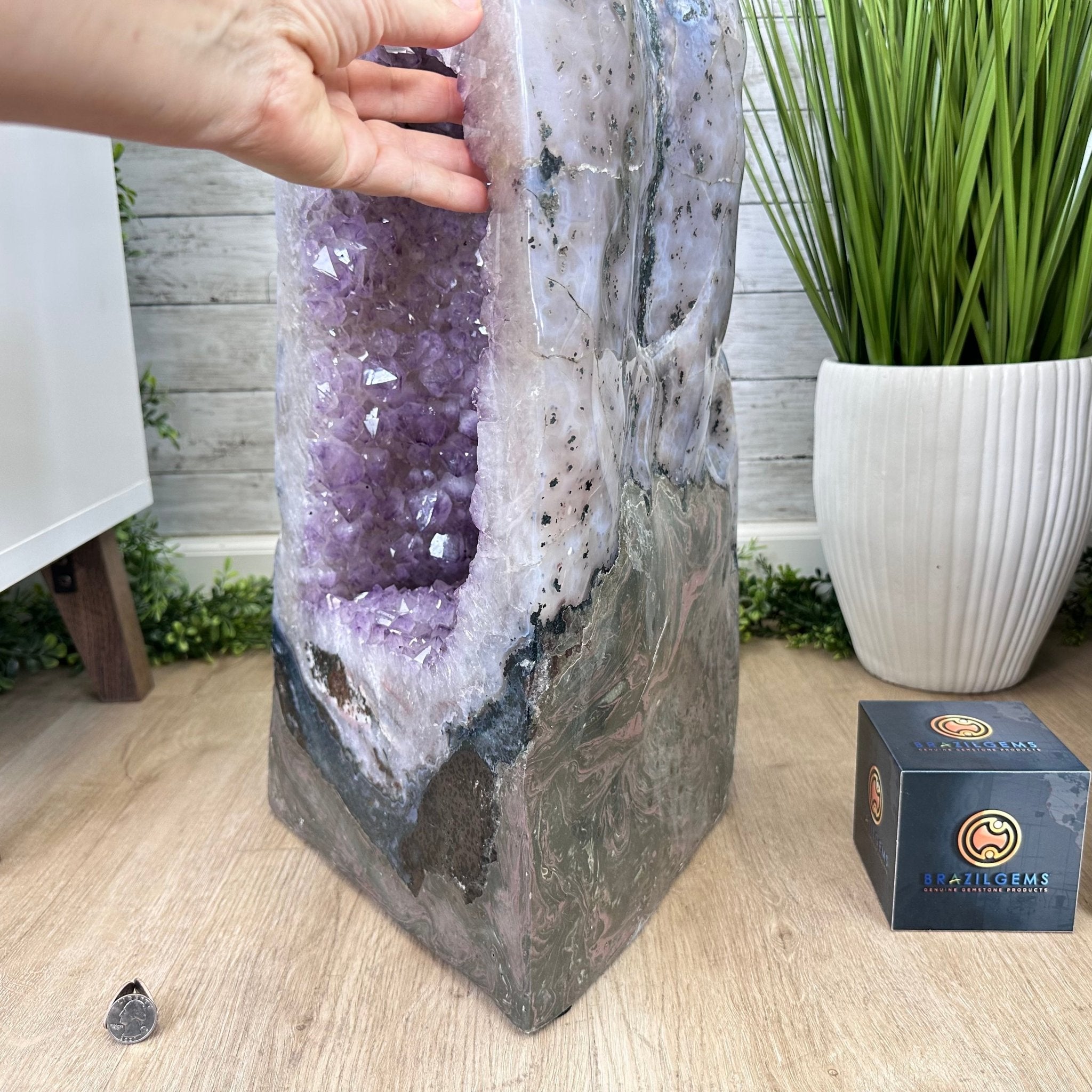 Extra Quality Polished Brazilian Amethyst Cathedral, 150.6 lbs & 35.25" tall Model #5602-0184 by Brazil Gems - Brazil GemsBrazil GemsExtra Quality Polished Brazilian Amethyst Cathedral, 150.6 lbs & 35.25" tall Model #5602-0184 by Brazil GemsPolished Cathedrals5602-0184