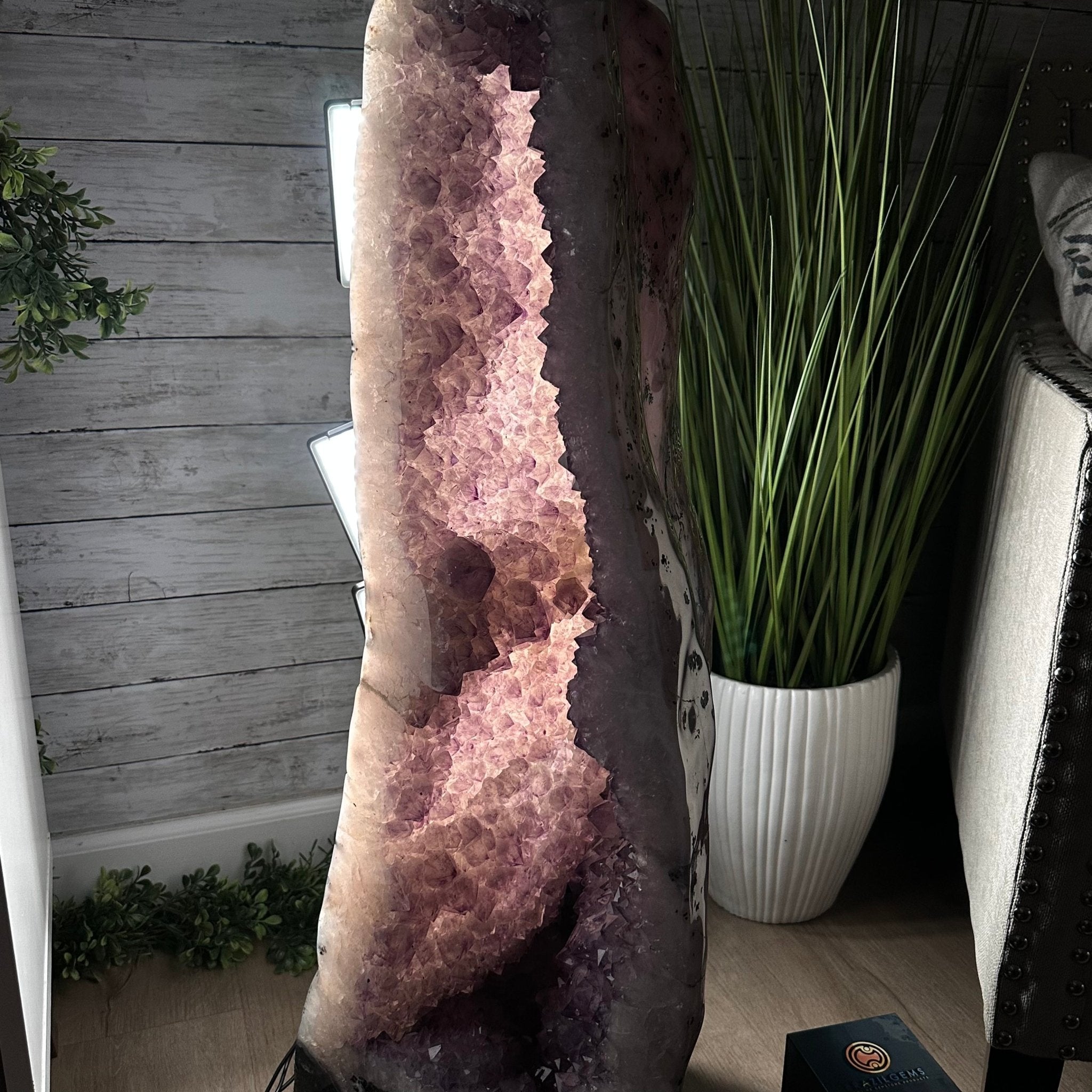 Extra Quality Polished Brazilian Amethyst Cathedral, 150.6 lbs & 35.25" tall Model #5602-0184 by Brazil Gems - Brazil GemsBrazil GemsExtra Quality Polished Brazilian Amethyst Cathedral, 150.6 lbs & 35.25" tall Model #5602-0184 by Brazil GemsPolished Cathedrals5602-0184