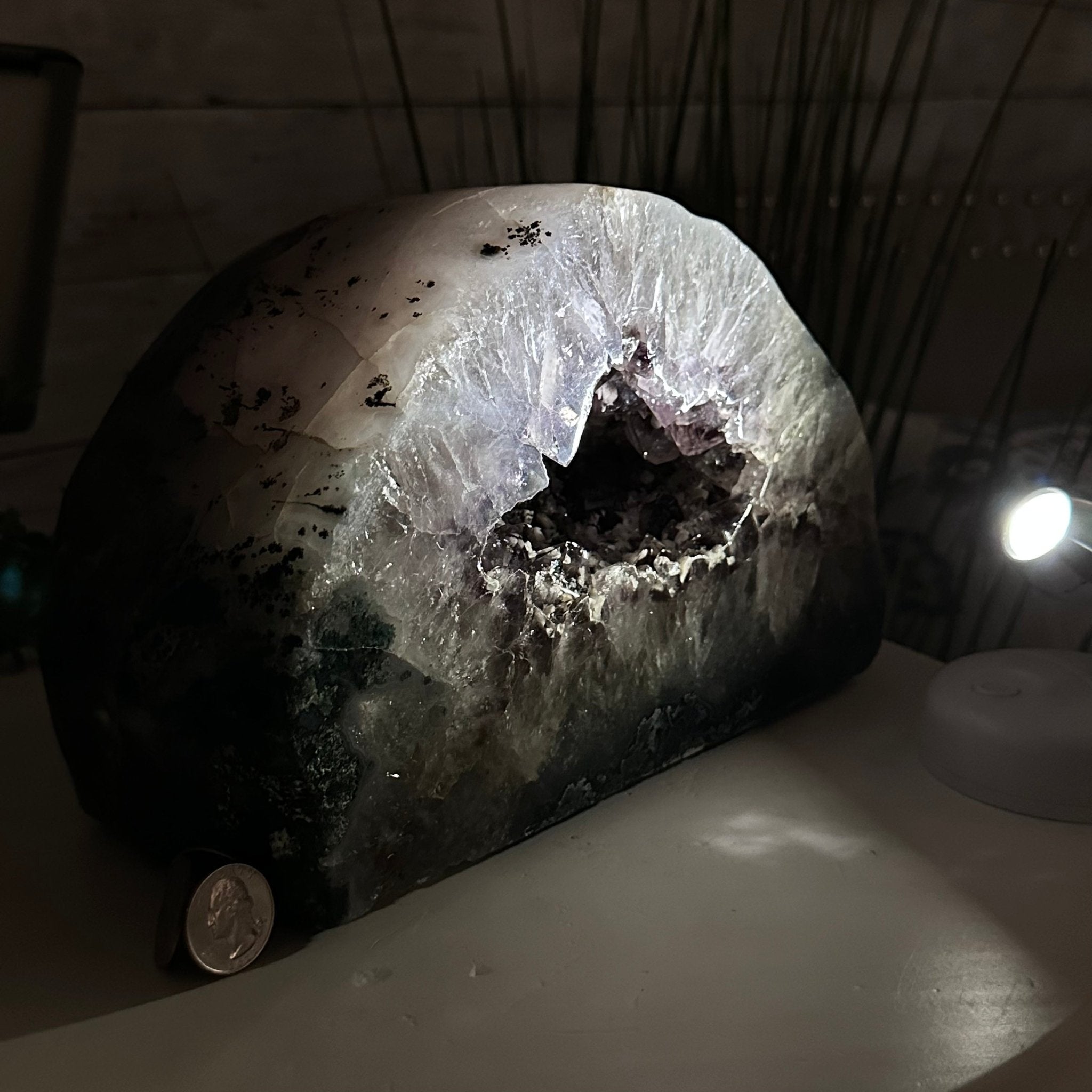 Extra Quality Polished Brazilian Amethyst Cathedral, 16.9 lbs & 6.6" tall Model #5602-0172 by Brazil Gems - Brazil GemsBrazil GemsExtra Quality Polished Brazilian Amethyst Cathedral, 16.9 lbs & 6.6" tall Model #5602-0172 by Brazil GemsPolished Cathedrals5602-0172