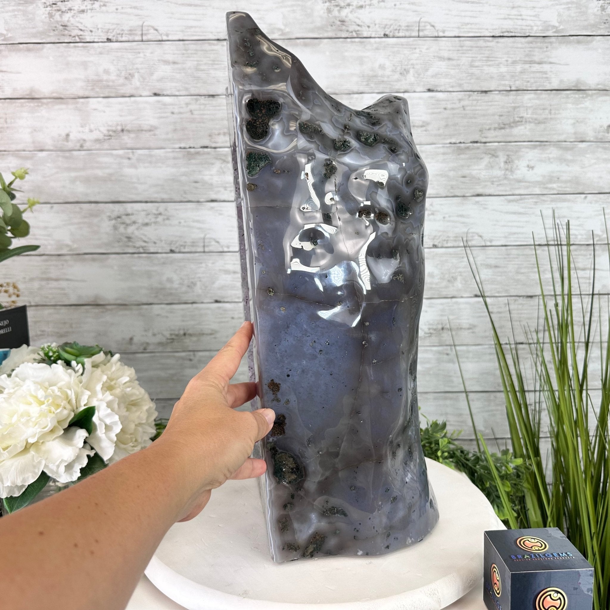 Extra Quality Polished Brazilian Amethyst Cathedral, 47.2 lbs & 18.6" tall Model #5602-0194 by Brazil Gems - Brazil GemsBrazil GemsExtra Quality Polished Brazilian Amethyst Cathedral, 47.2 lbs & 18.6" tall Model #5602-0194 by Brazil GemsPolished Cathedrals5602-0194