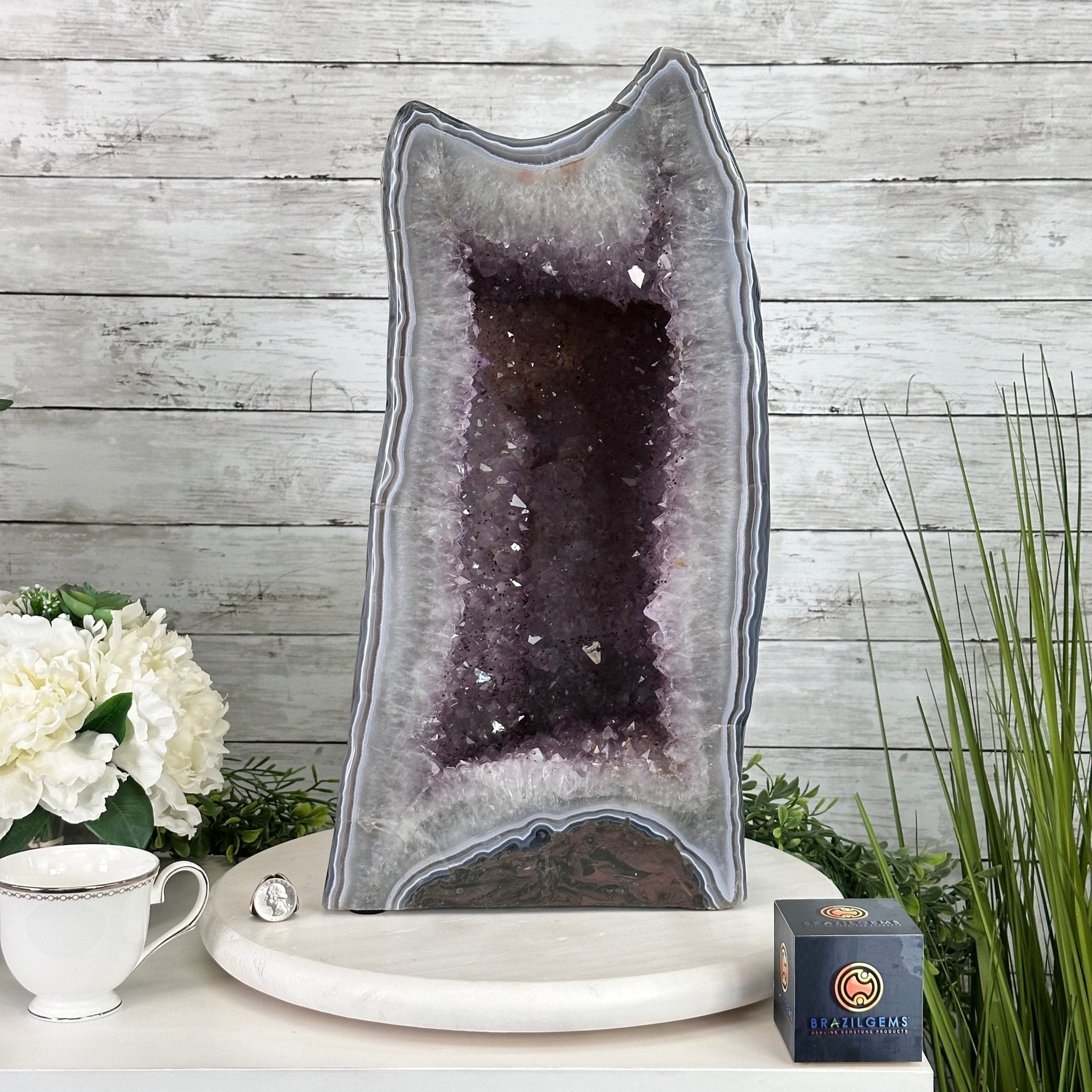 Extra Quality Polished Brazilian Amethyst Cathedral, 47.2 lbs & 18.6" tall Model #5602-0194 by Brazil Gems - Brazil GemsBrazil GemsExtra Quality Polished Brazilian Amethyst Cathedral, 47.2 lbs & 18.6" tall Model #5602-0194 by Brazil GemsPolished Cathedrals5602-0194