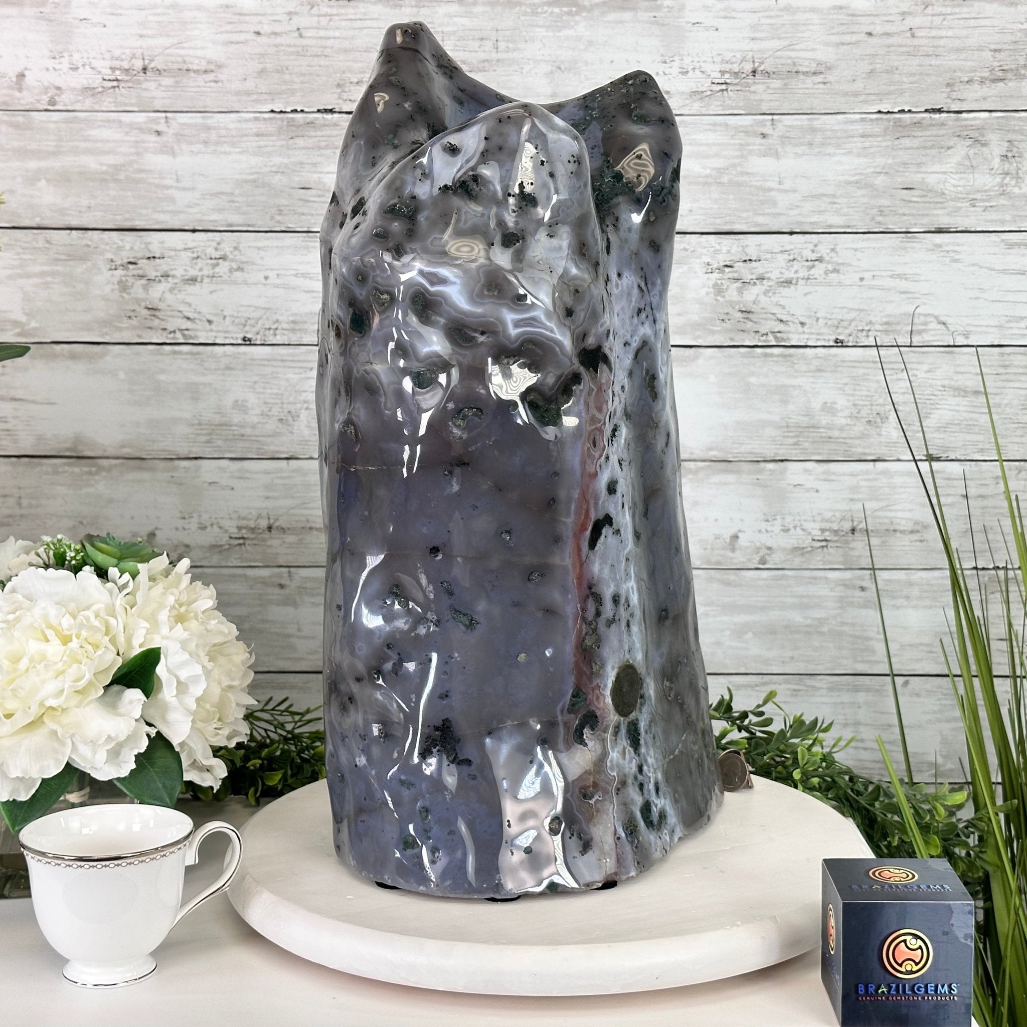 Extra Quality Polished Brazilian Amethyst Cathedral, 47.2 lbs & 18.6" tall Model #5602-0194 by Brazil Gems - Brazil GemsBrazil GemsExtra Quality Polished Brazilian Amethyst Cathedral, 47.2 lbs & 18.6" tall Model #5602-0194 by Brazil GemsPolished Cathedrals5602-0194