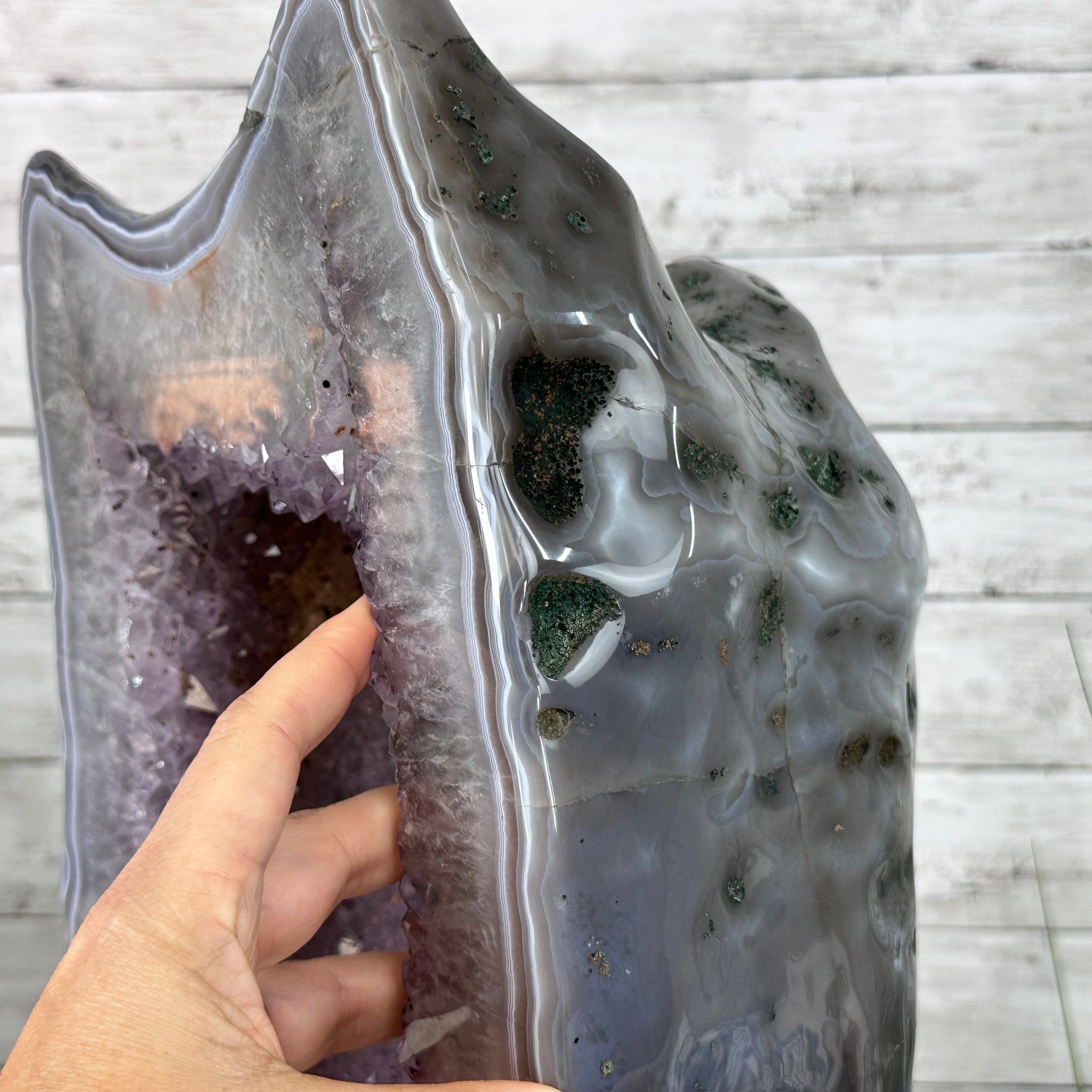 Extra Quality Polished Brazilian Amethyst Cathedral, 47.2 lbs & 18.6" tall Model #5602-0194 by Brazil Gems - Brazil GemsBrazil GemsExtra Quality Polished Brazilian Amethyst Cathedral, 47.2 lbs & 18.6" tall Model #5602-0194 by Brazil GemsPolished Cathedrals5602-0194