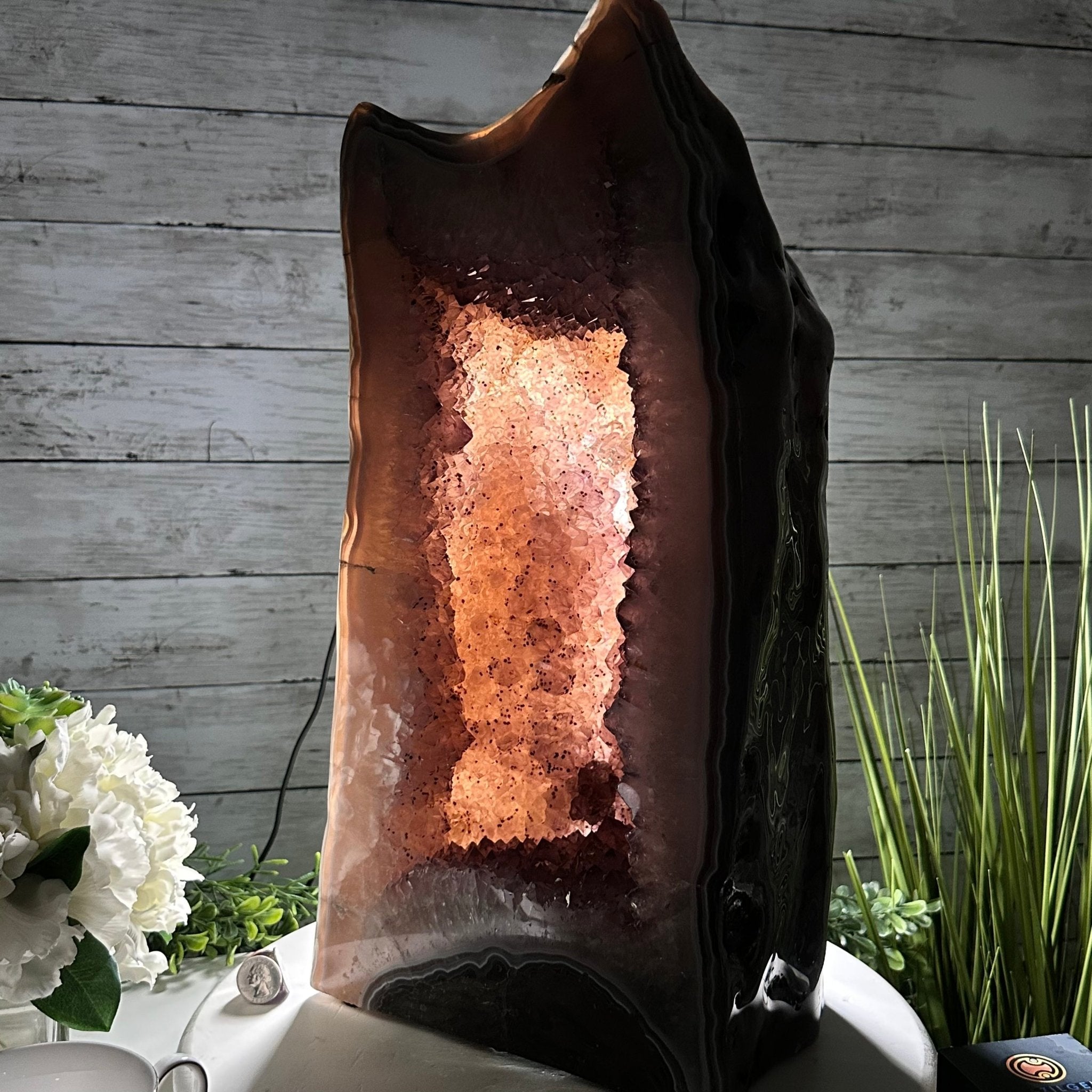 Extra Quality Polished Brazilian Amethyst Cathedral, 47.2 lbs & 18.6" tall Model #5602-0194 by Brazil Gems - Brazil GemsBrazil GemsExtra Quality Polished Brazilian Amethyst Cathedral, 47.2 lbs & 18.6" tall Model #5602-0194 by Brazil GemsPolished Cathedrals5602-0194